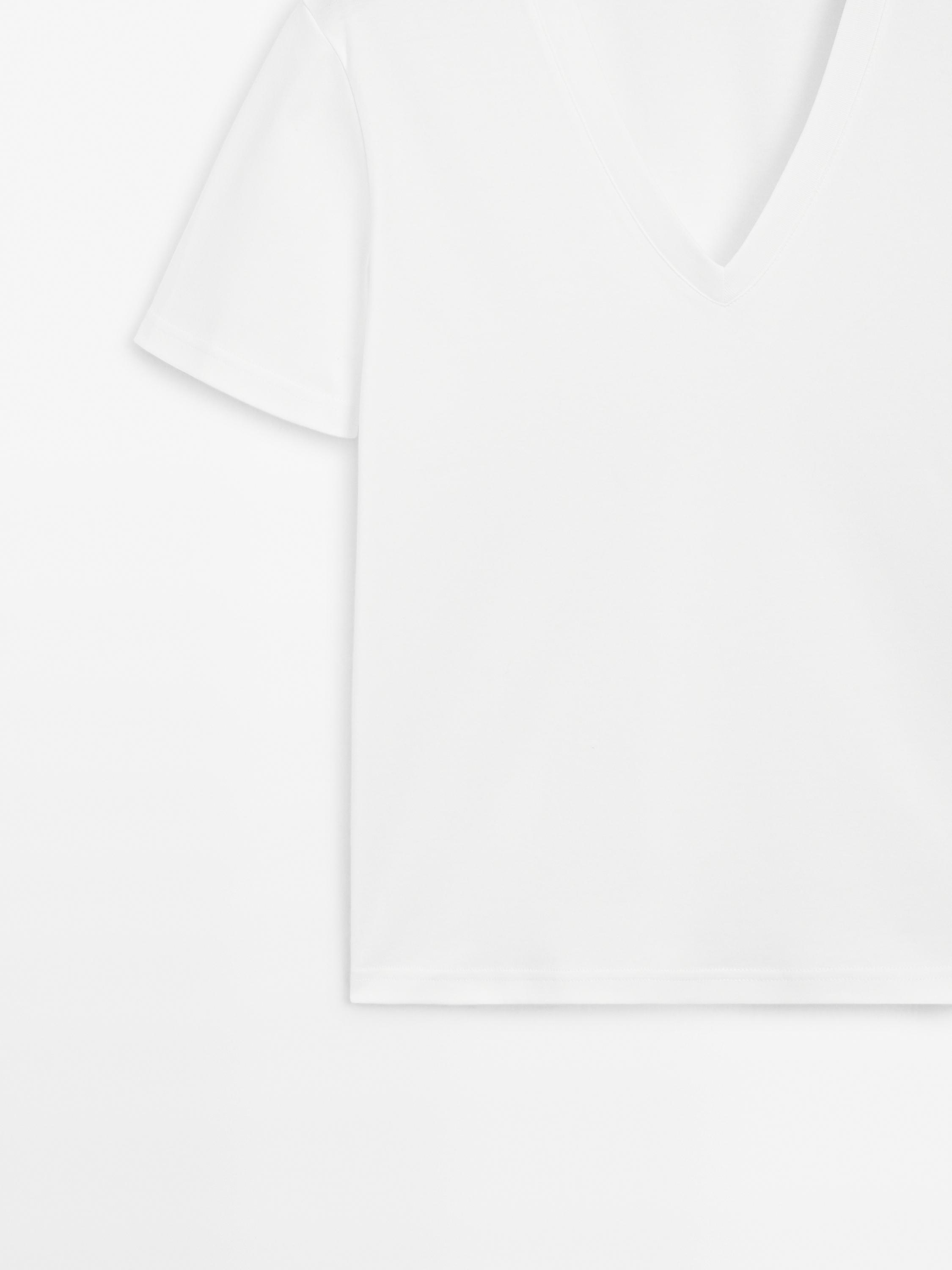 100% cotton interlock V-neck T-shirt — WHITE
