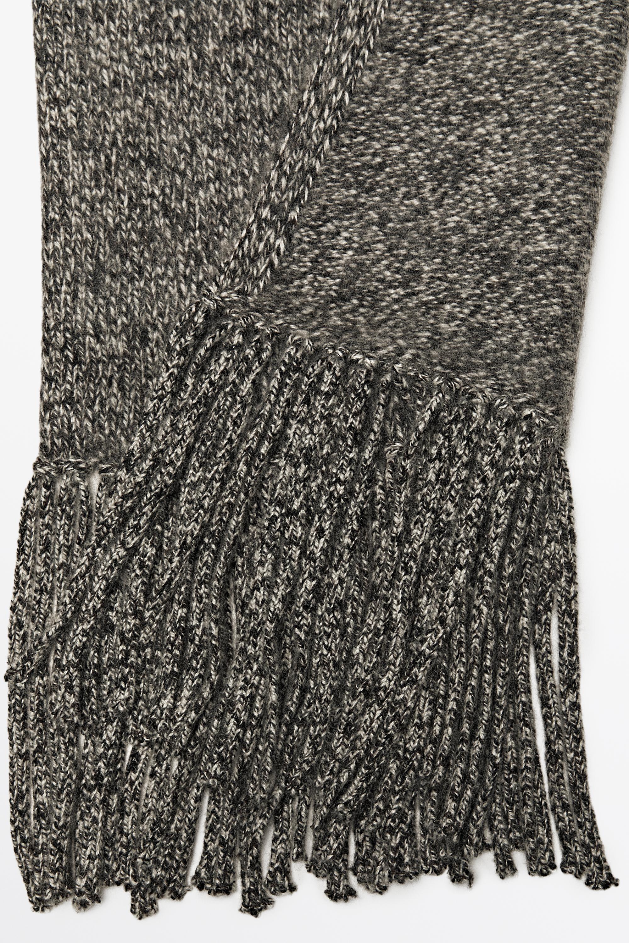 100% Cashmere Heathered Knit Scarf — BLACK