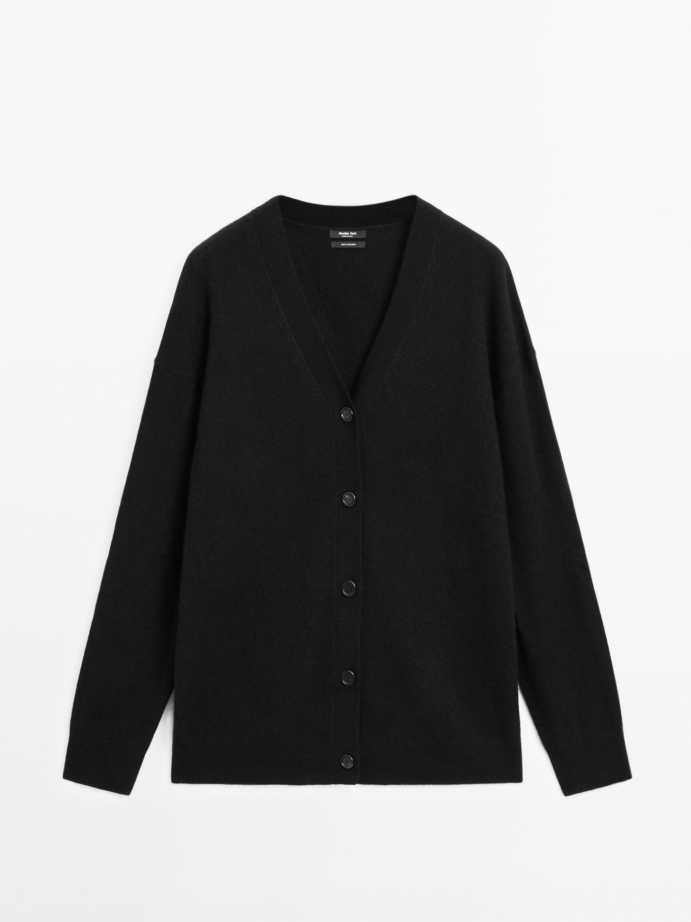 Oversized kasjmier vest met V-hals