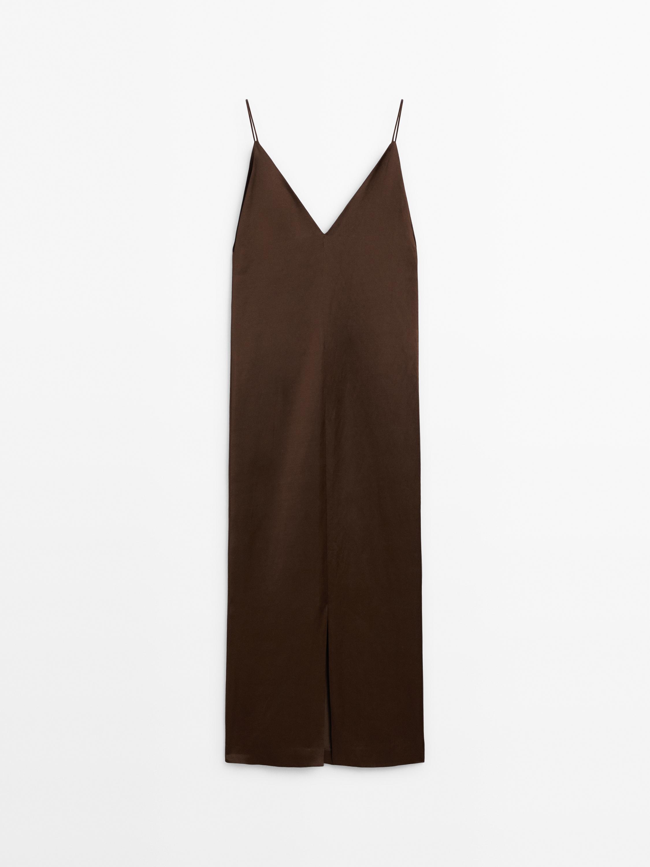 Cotton Satin Camisole Midi Dress Chocolate Smart Dresses And cotton-satin-camisole-midi-dress-chocolate-smart-dresses-and