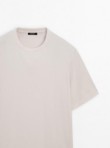 100% mercerised cotton ribbed T-shirt — CREAM 6