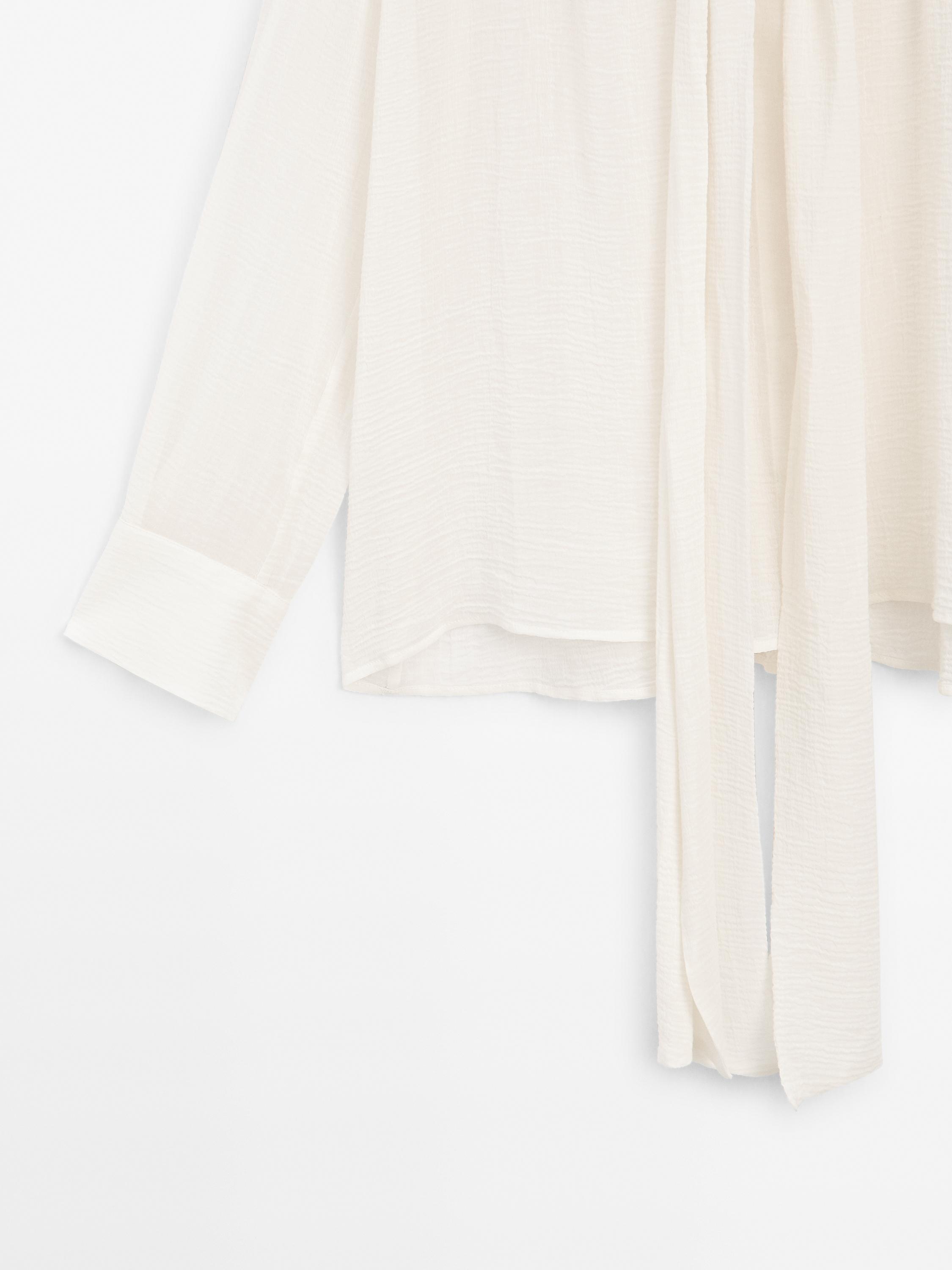 Flowing semi-sheer shirt with tie detail - Studio