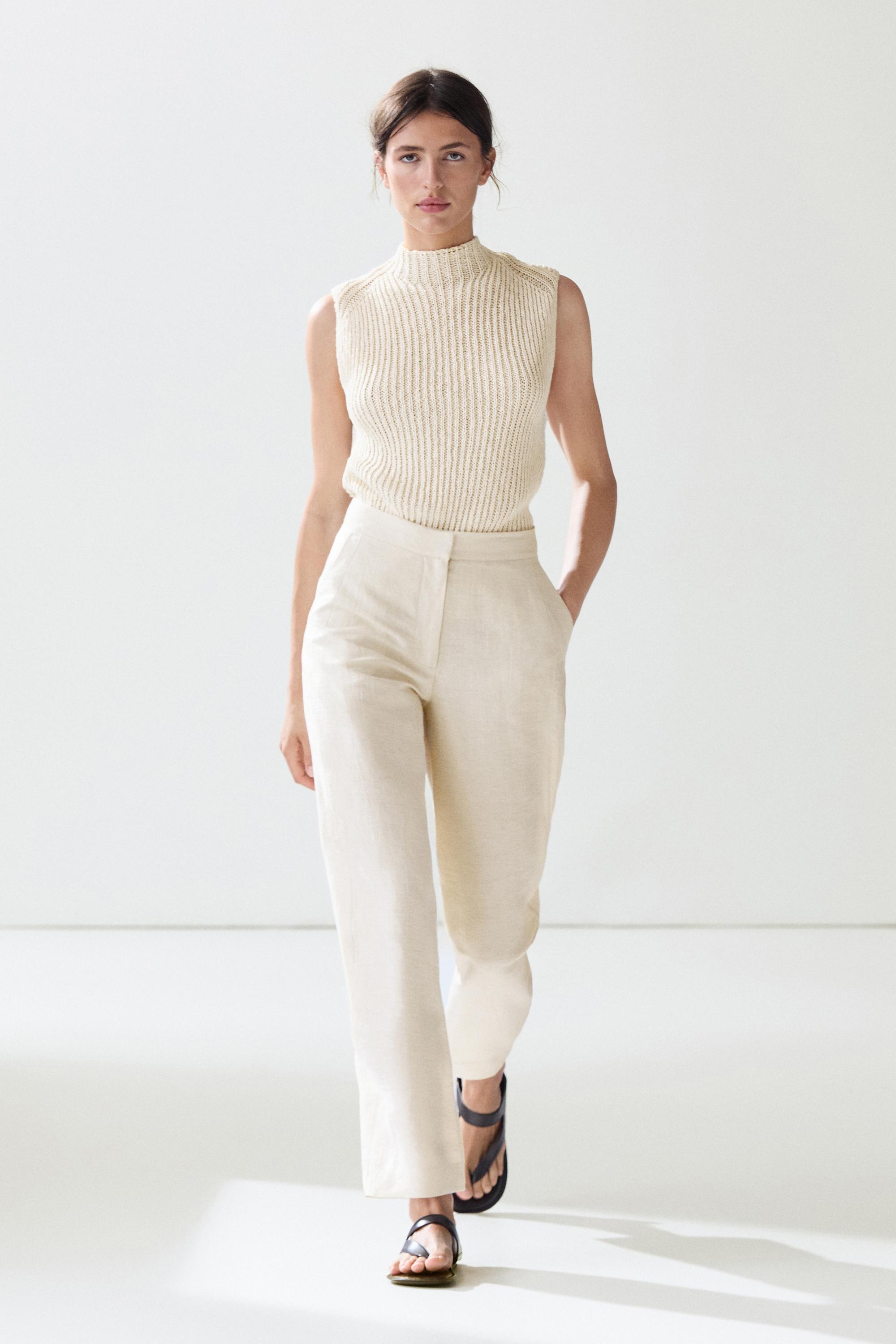 Flowing linen blend balloon trousers