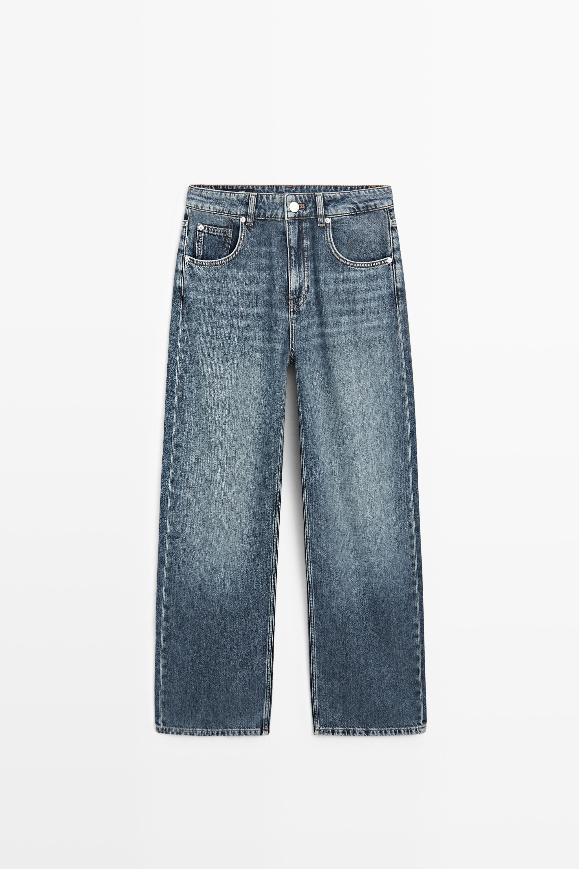 Mid-waist barrel fit jeans — MEDIUM BLUE