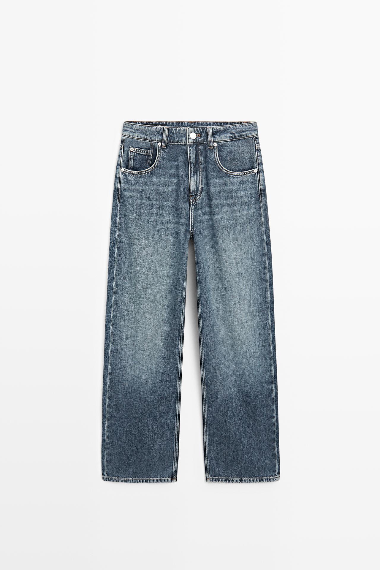 Mid-waist barrel fit jeans — MEDIUM BLUE