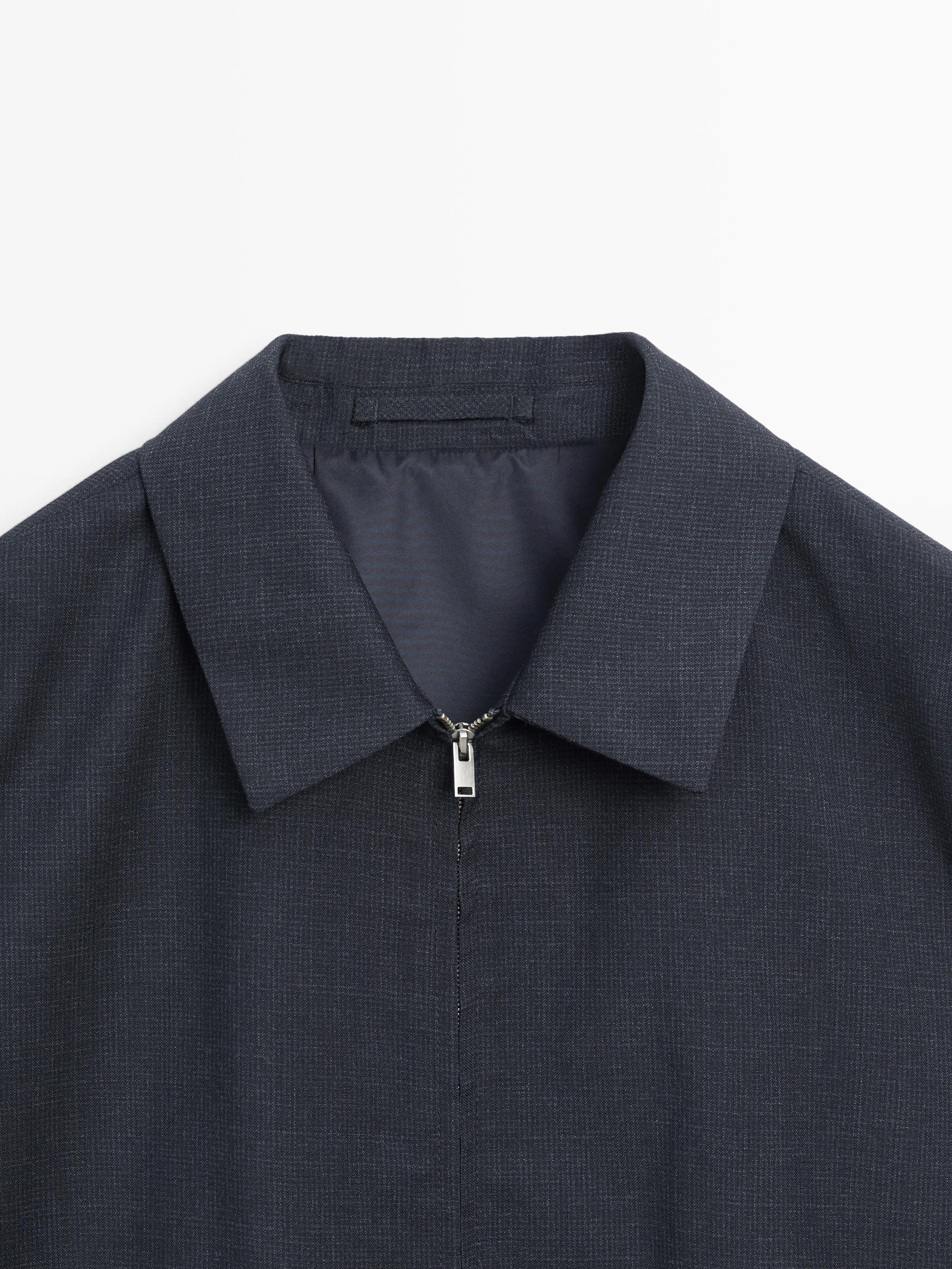 Houndstooth wool jacket — NAVY BLUE