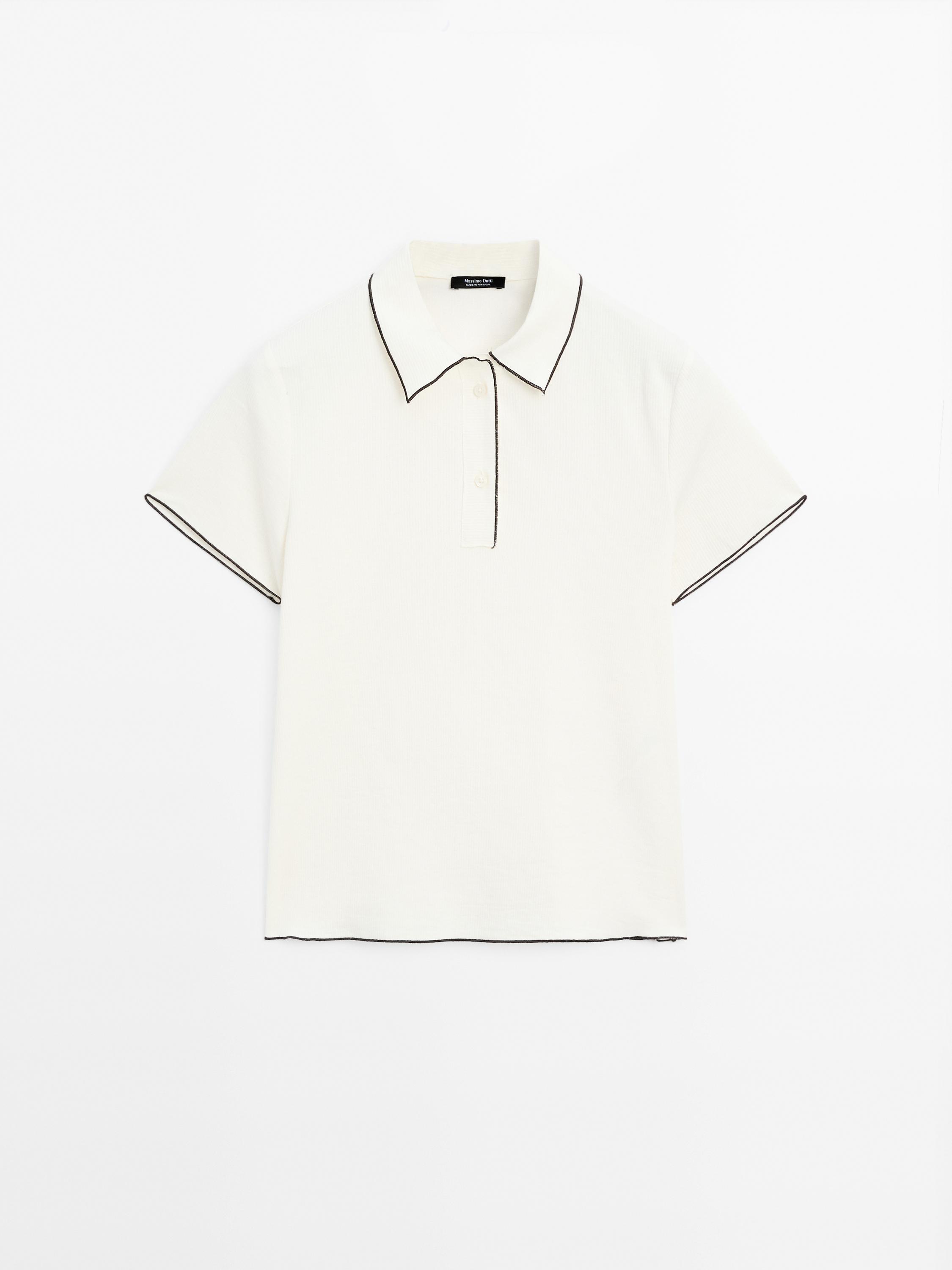 Contrast short sleeve polo sweater