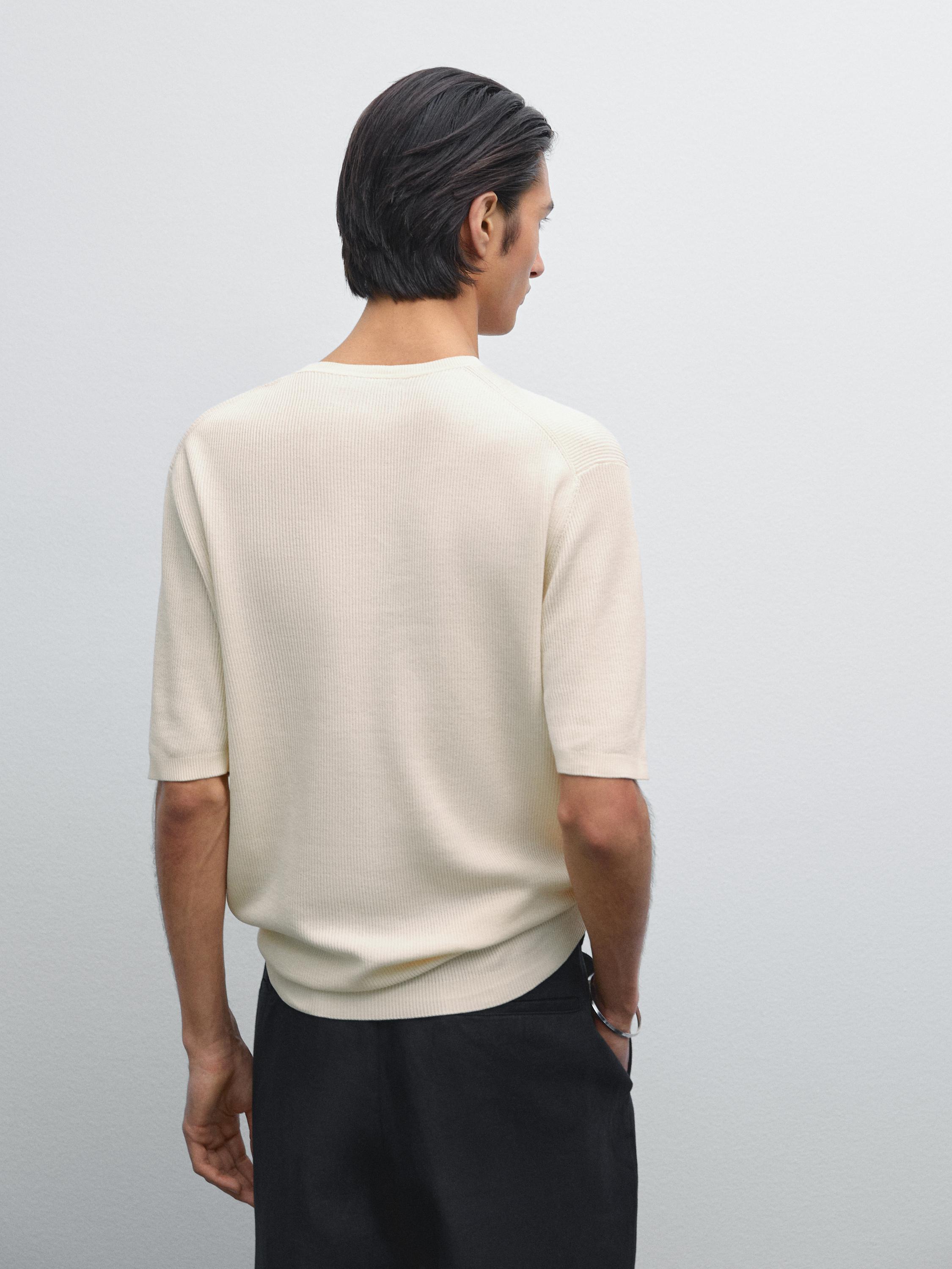 Pull en maille 100 % coton à manches courtes