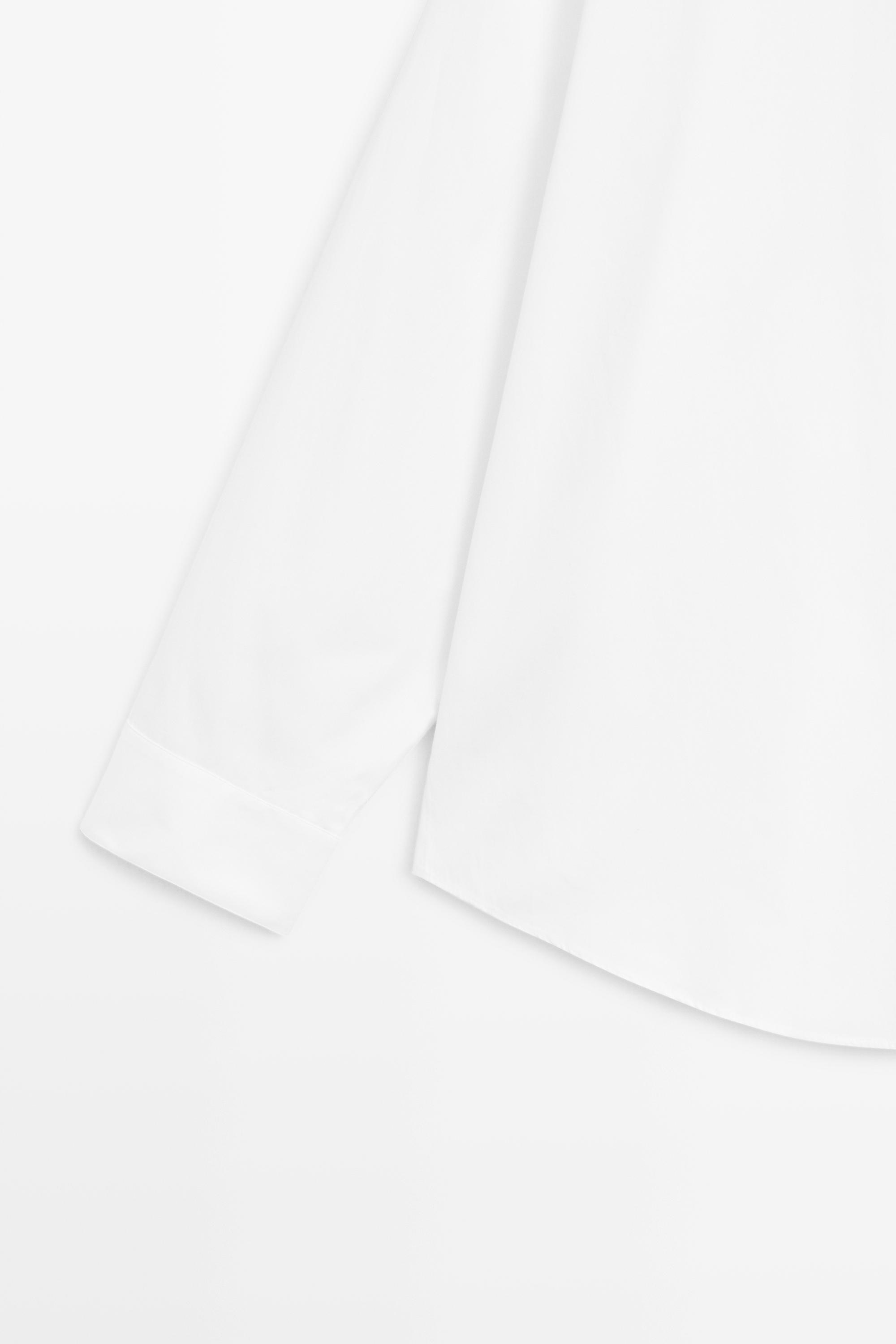 Poplin shirt with stand collar — WHITE