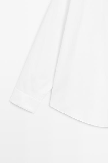 Poplin shirt with stand collar — WHITE 7