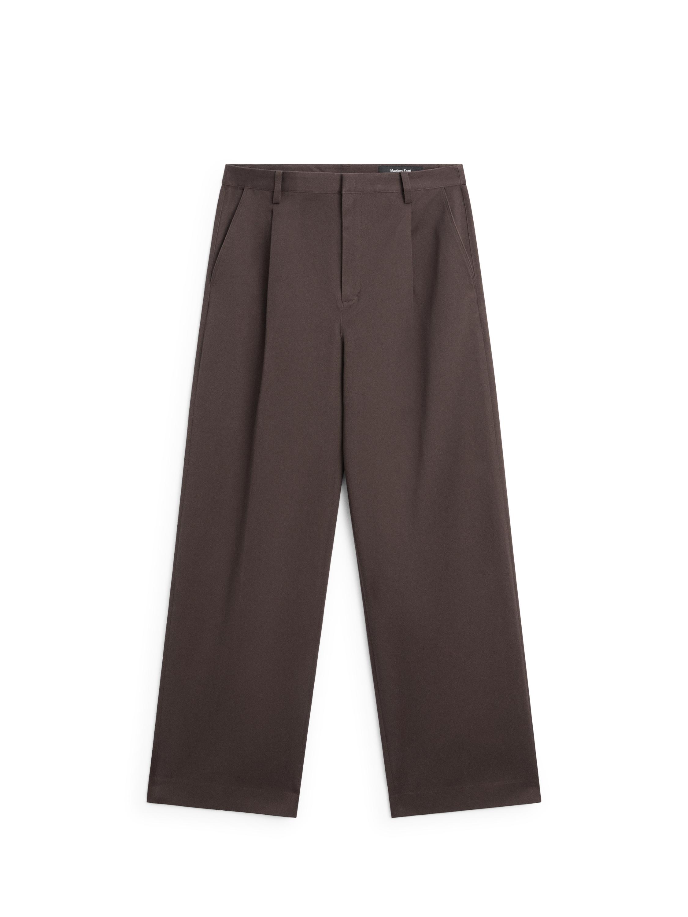 Darted cotton trousers — Chocolate
