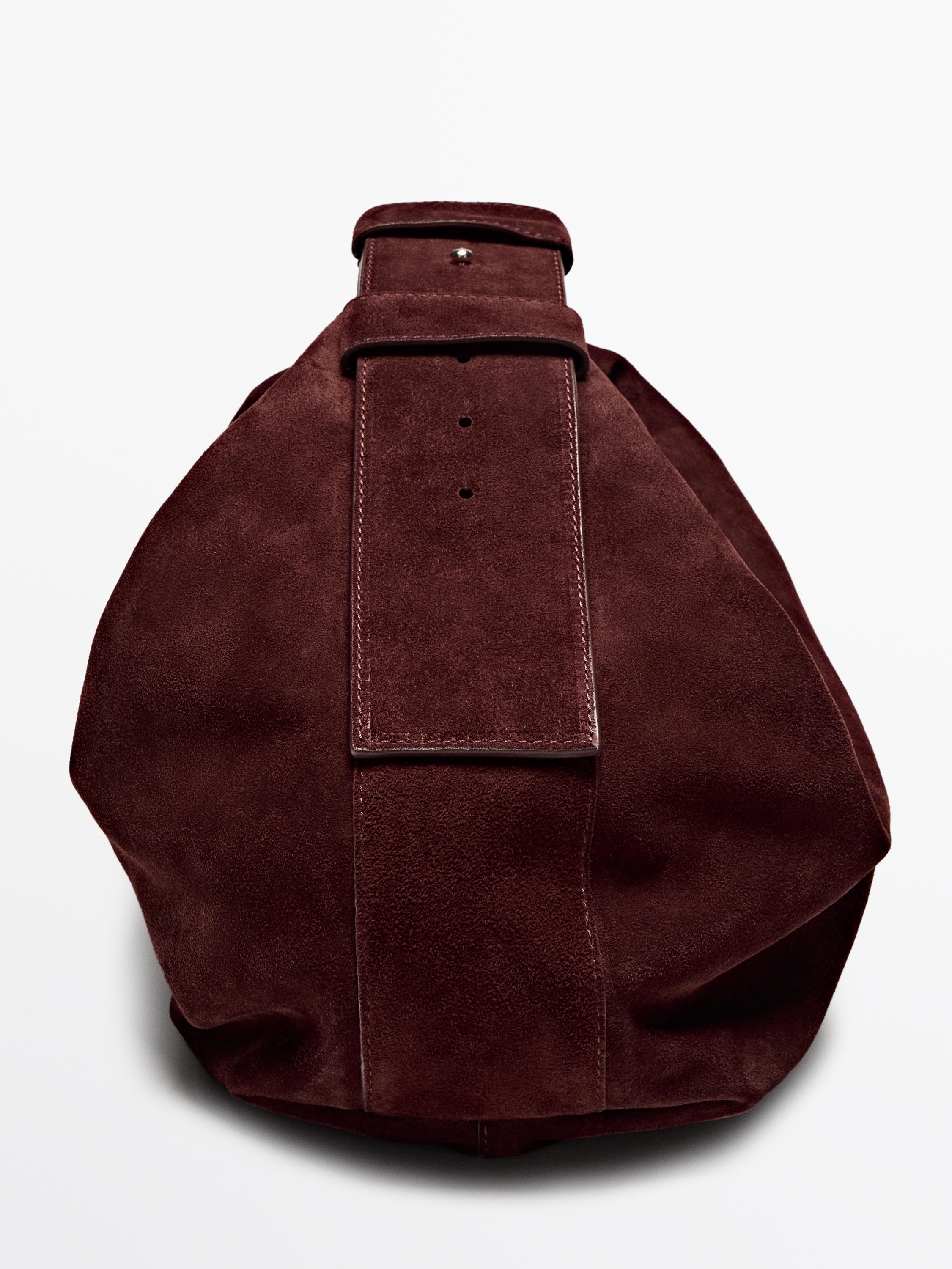 Split suede shoulder bag