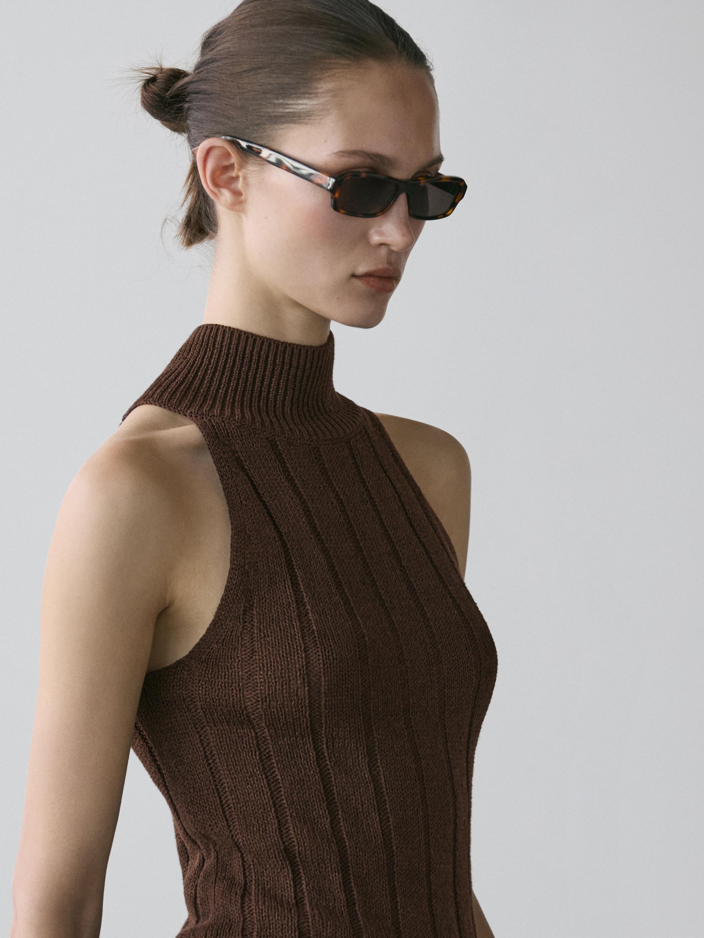 Rectangular tortoiseshell-effect sunglasses — BROWN