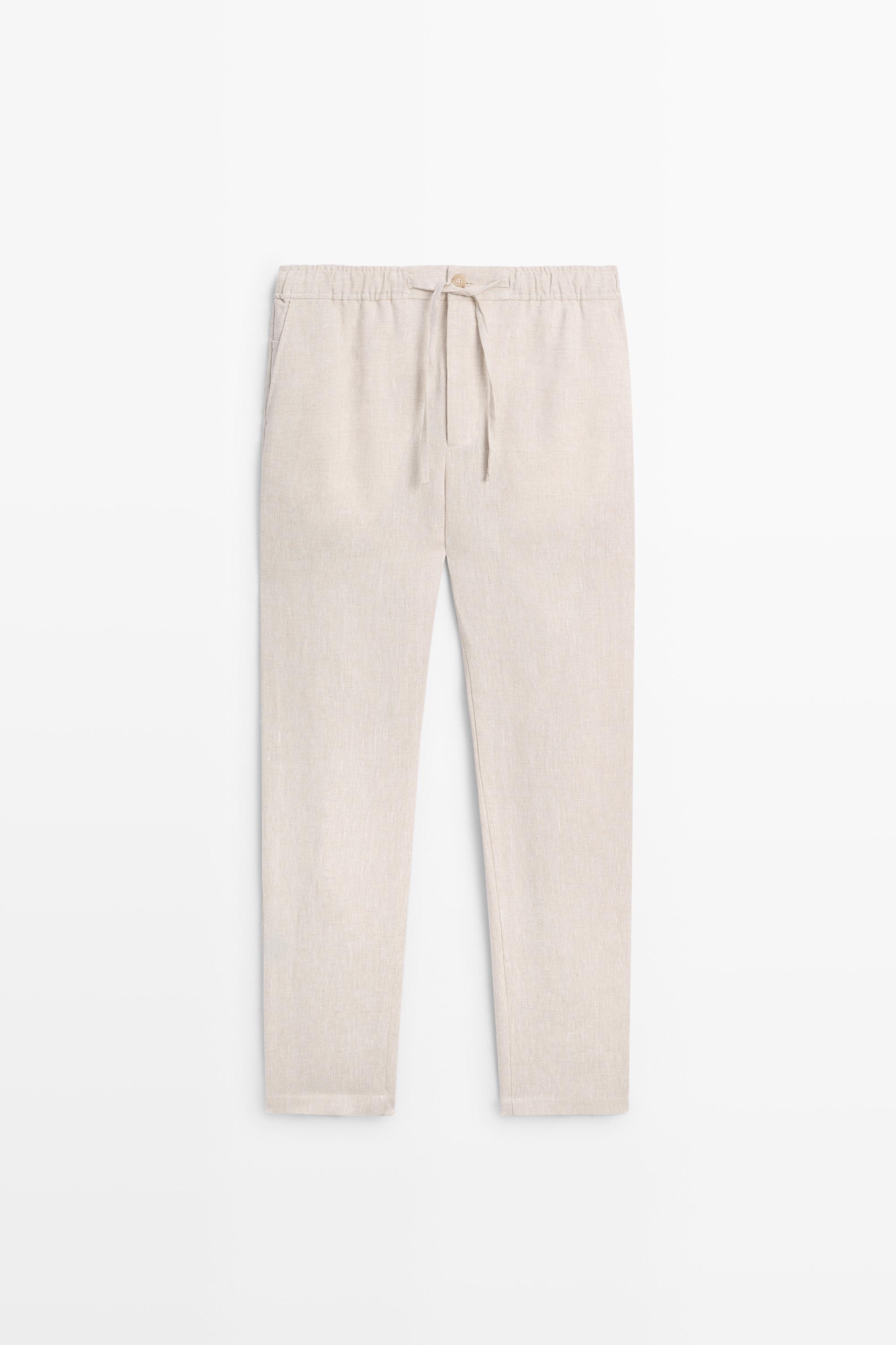100% linen jogger fit pants — CREAM