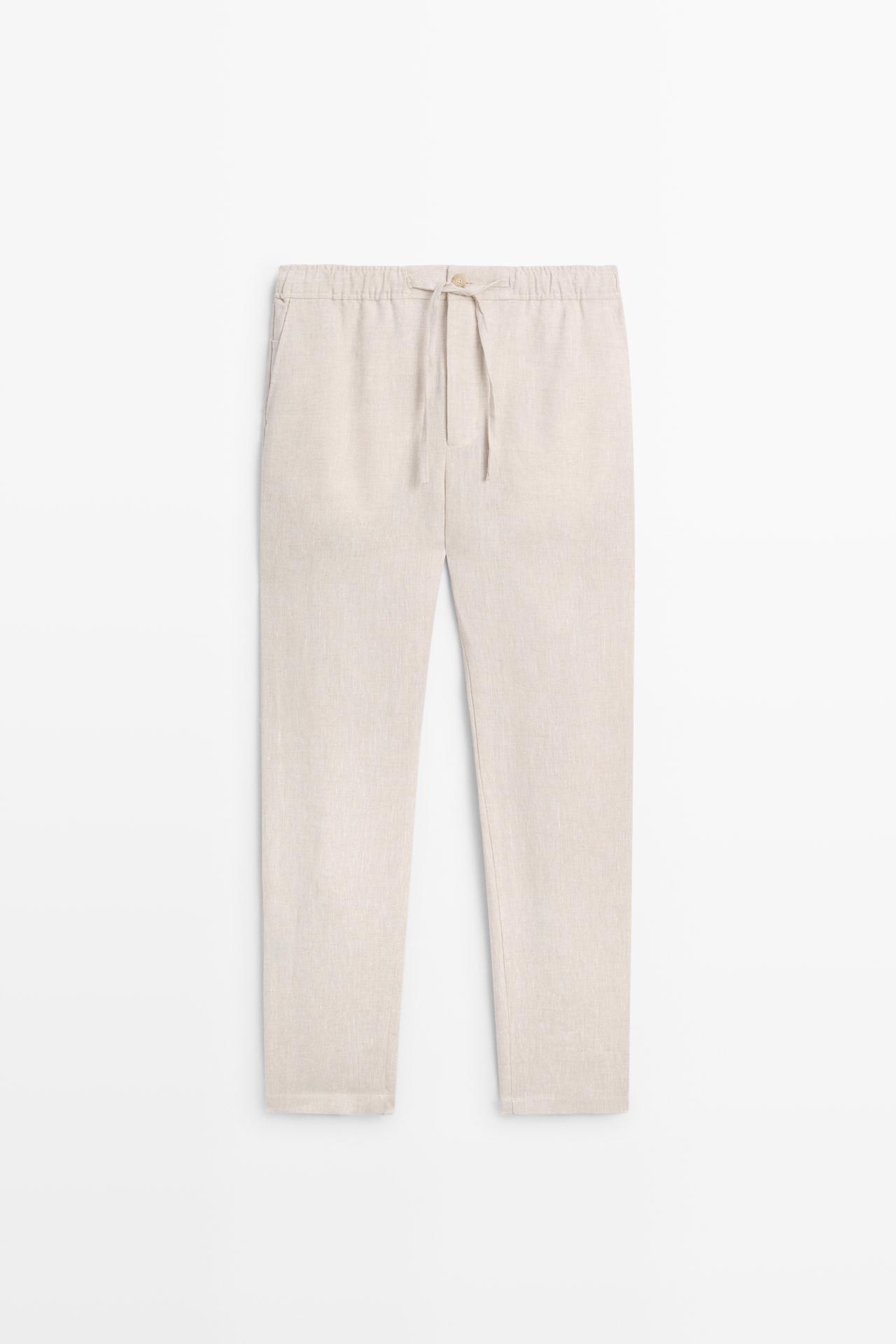 100% linen jogger fit pants — CREAM