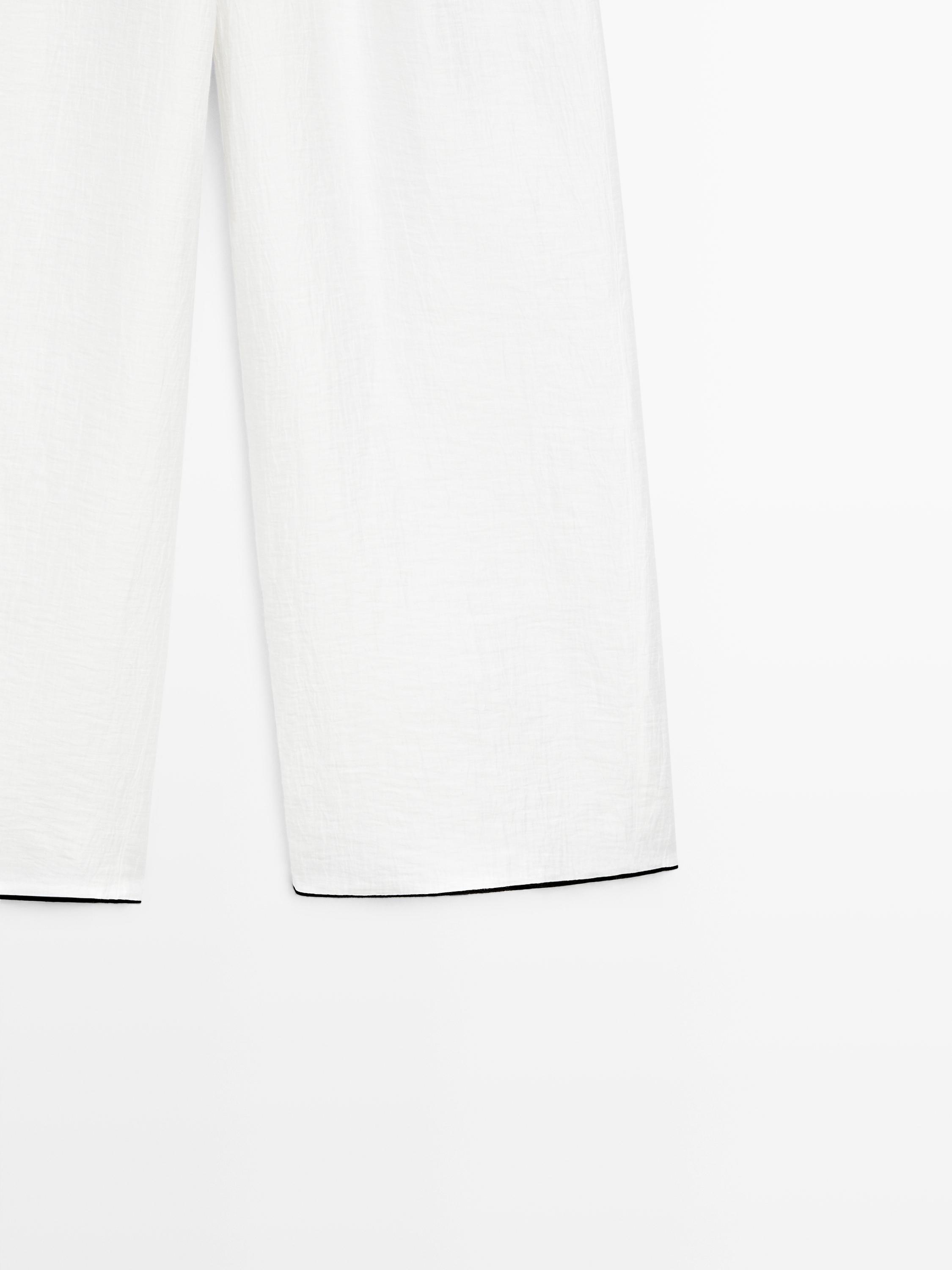 Flowing trousers with piping detail — WHITE