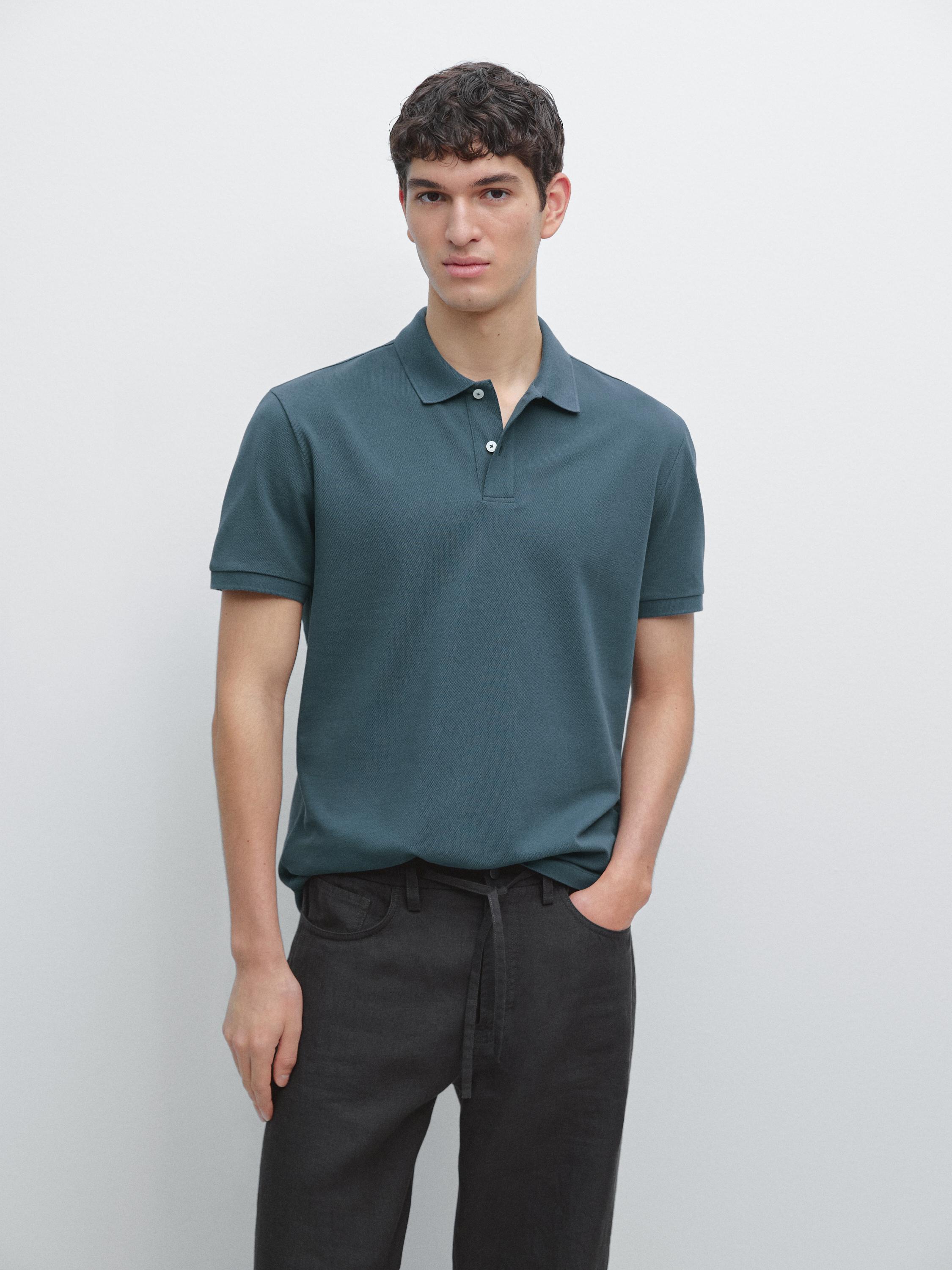 Micro textured cotton polo shirt