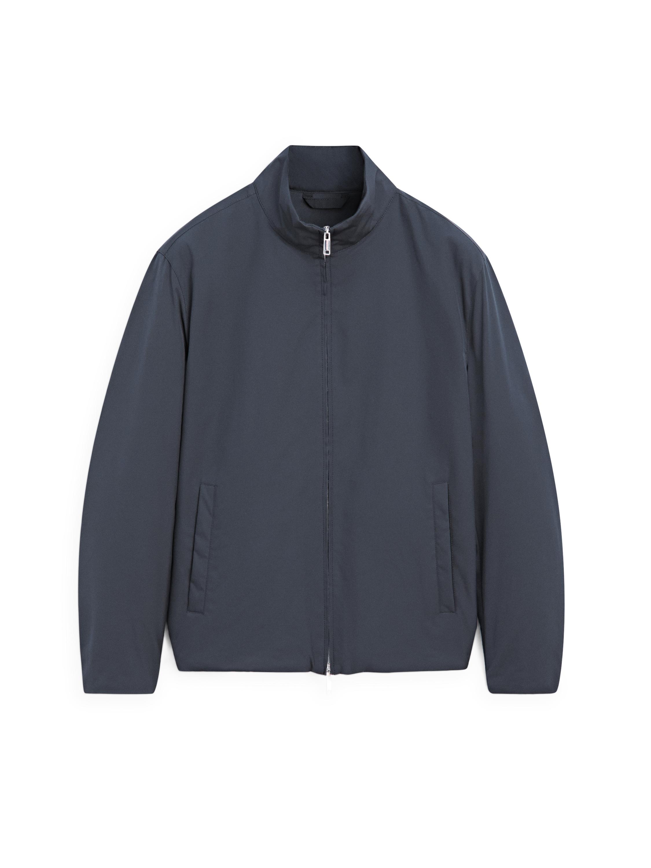 Water-repellent puffer jacket with high neck — DARK NAVY