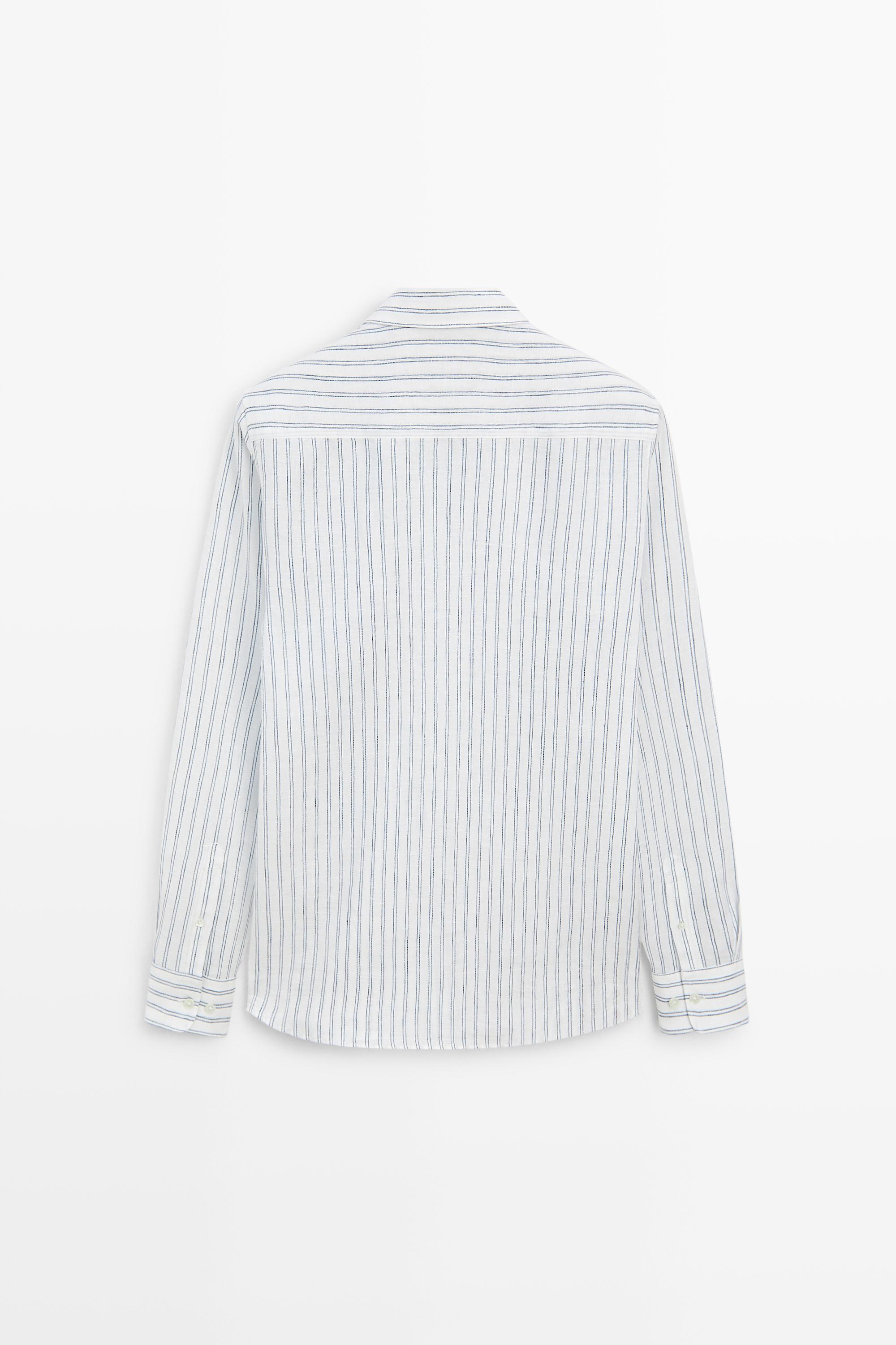 100% linen regular fit shirt — TURQUOISE