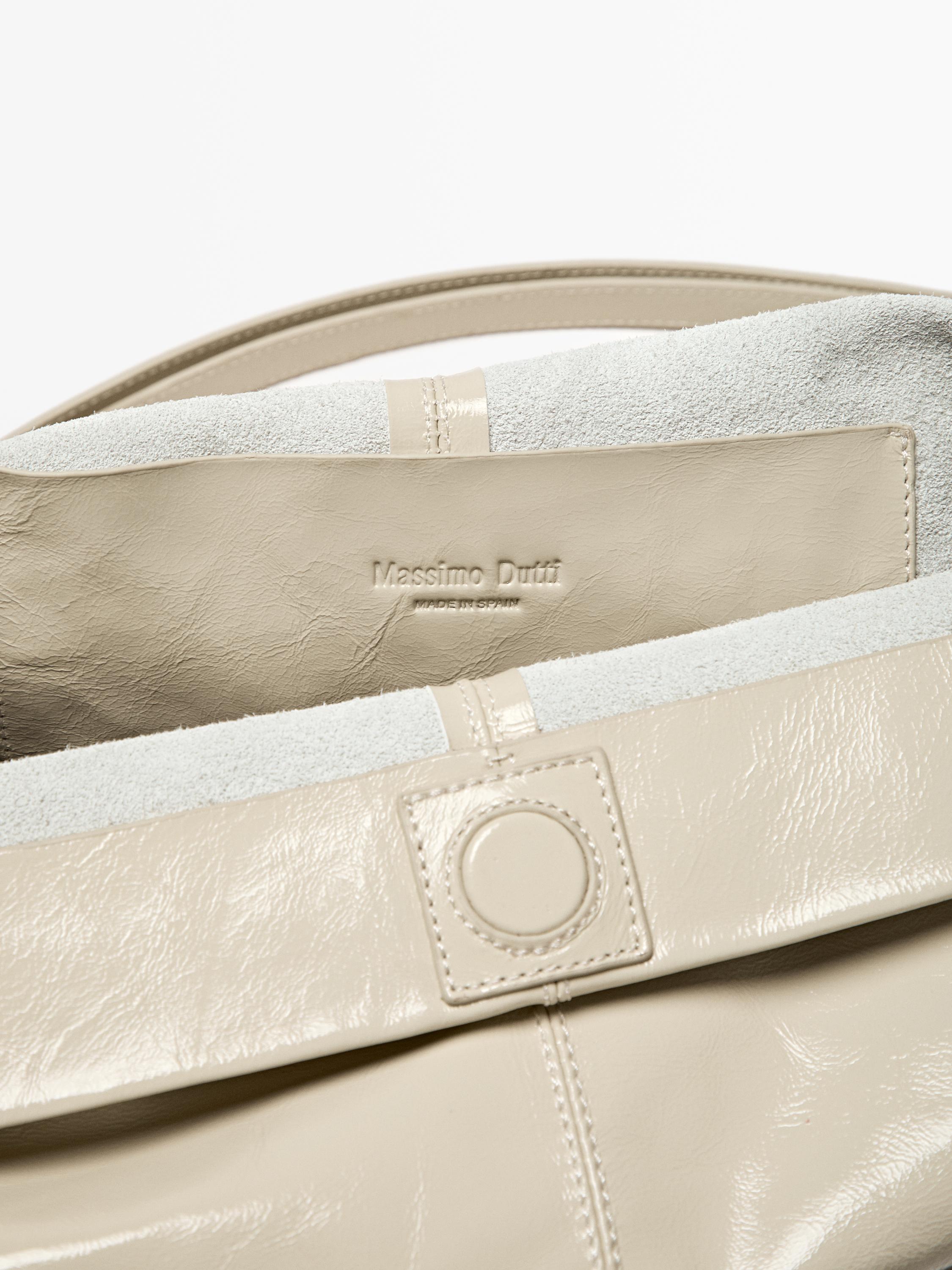 Crackled nappa leather flap bag
