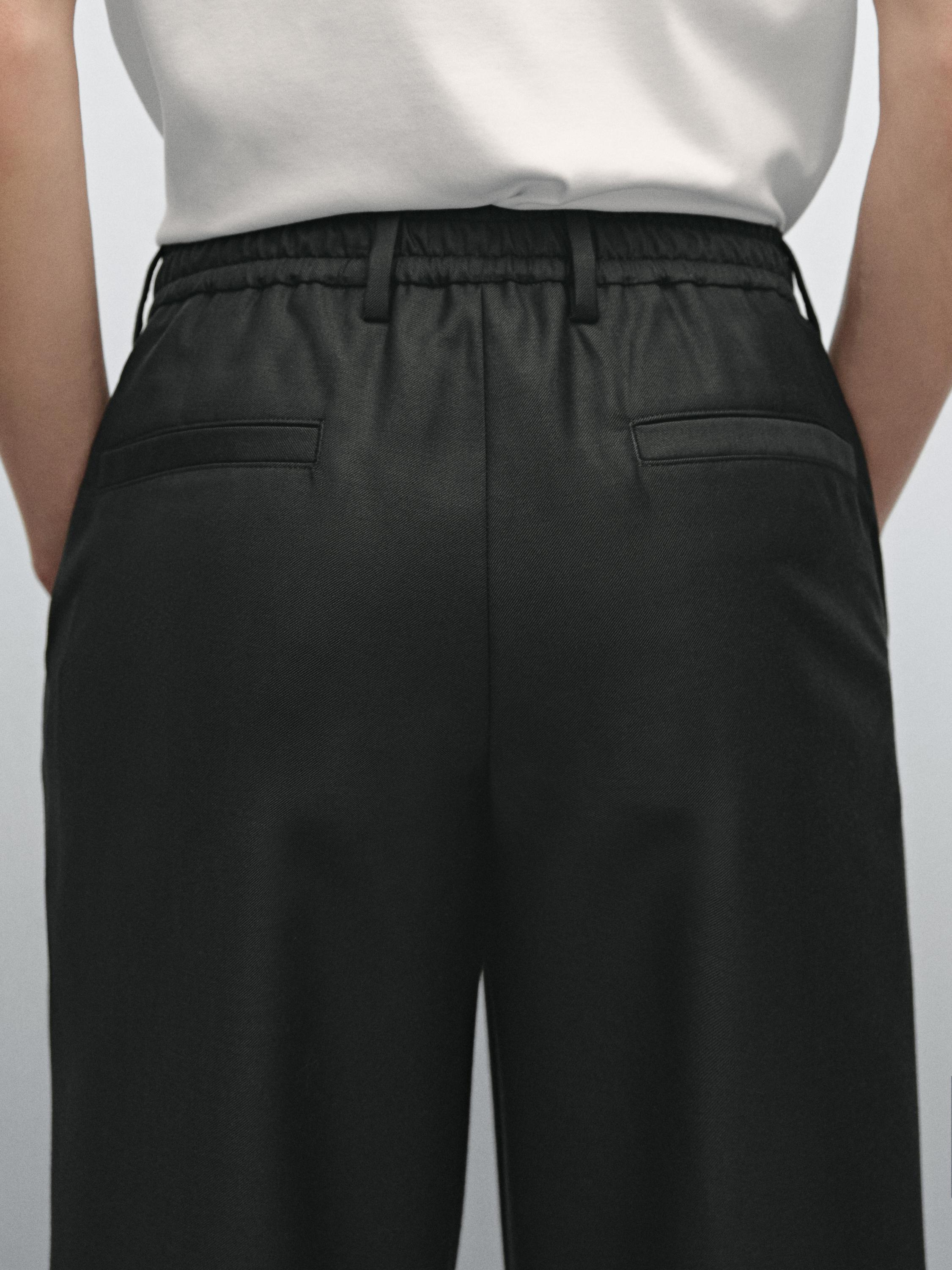 100% wool jogger fit trousers