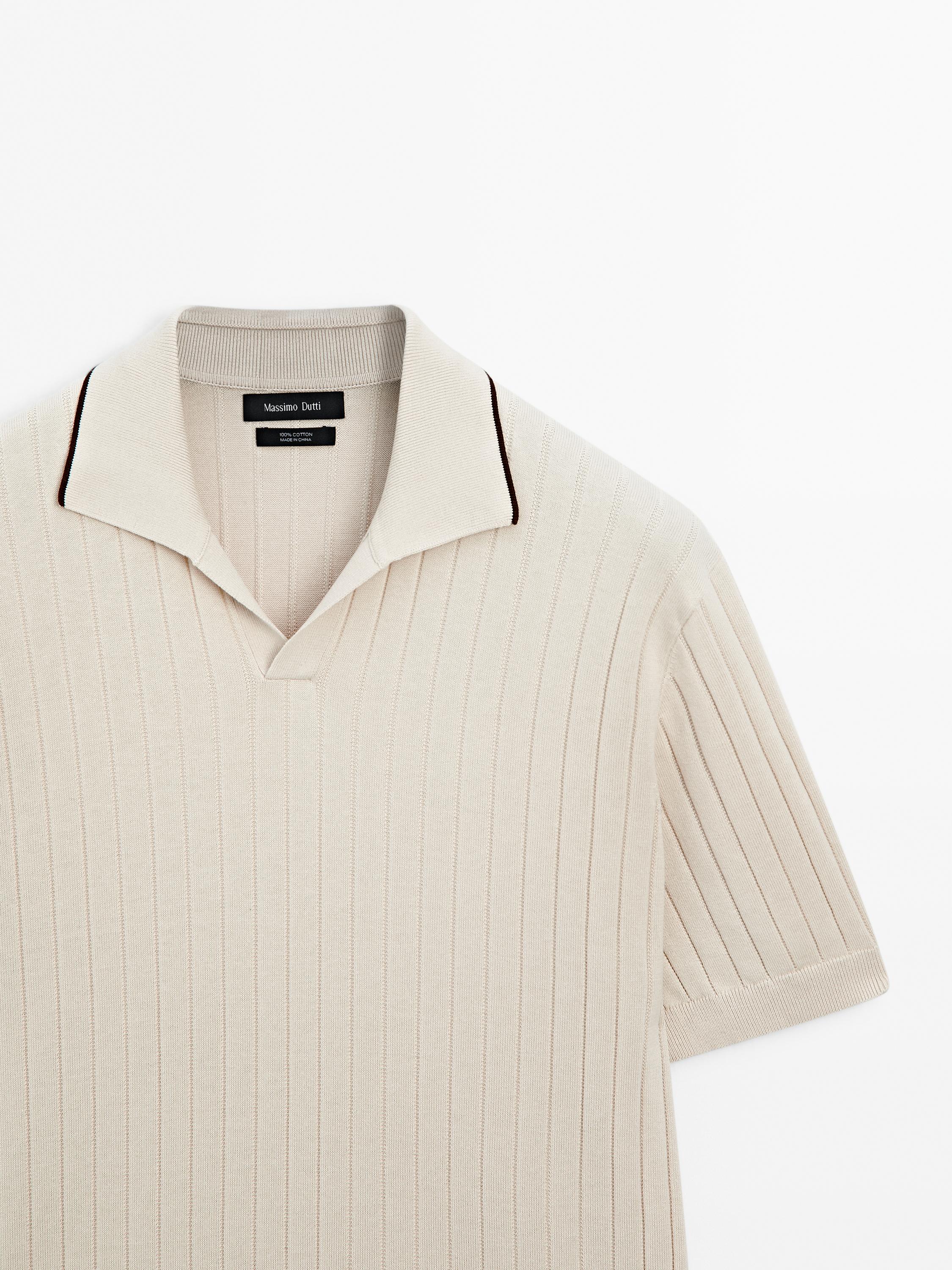 Ribbed knit polo shirt