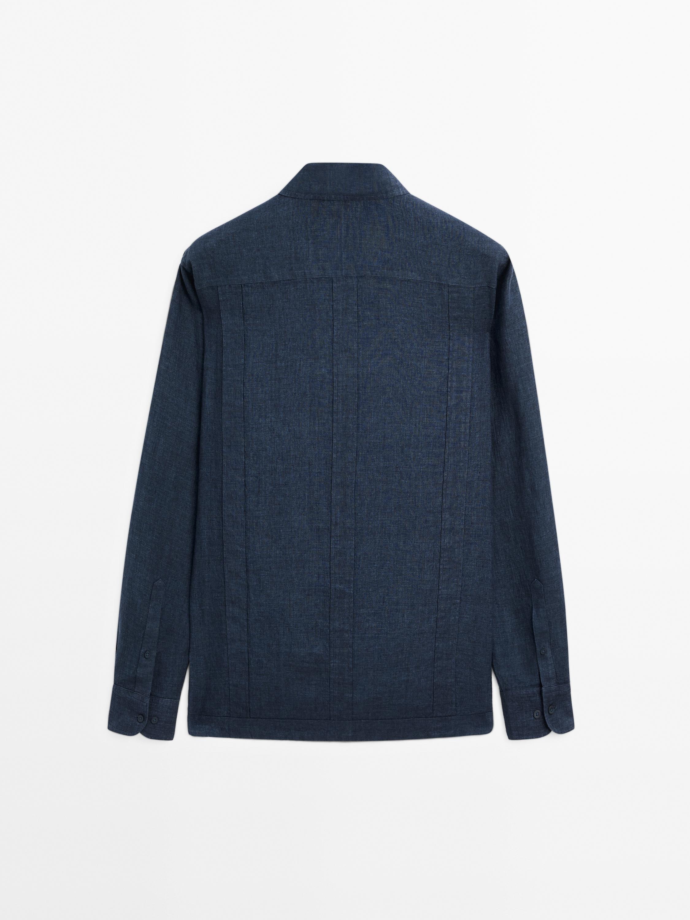 Koszula z ozdobnymi plisami ze 100% lnu