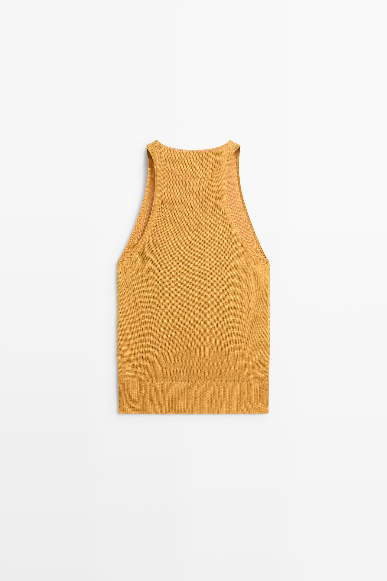 Sleeveless knit halter top — YELLOW