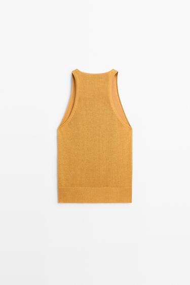 Sleeveless knit halter top — YELLOW 6