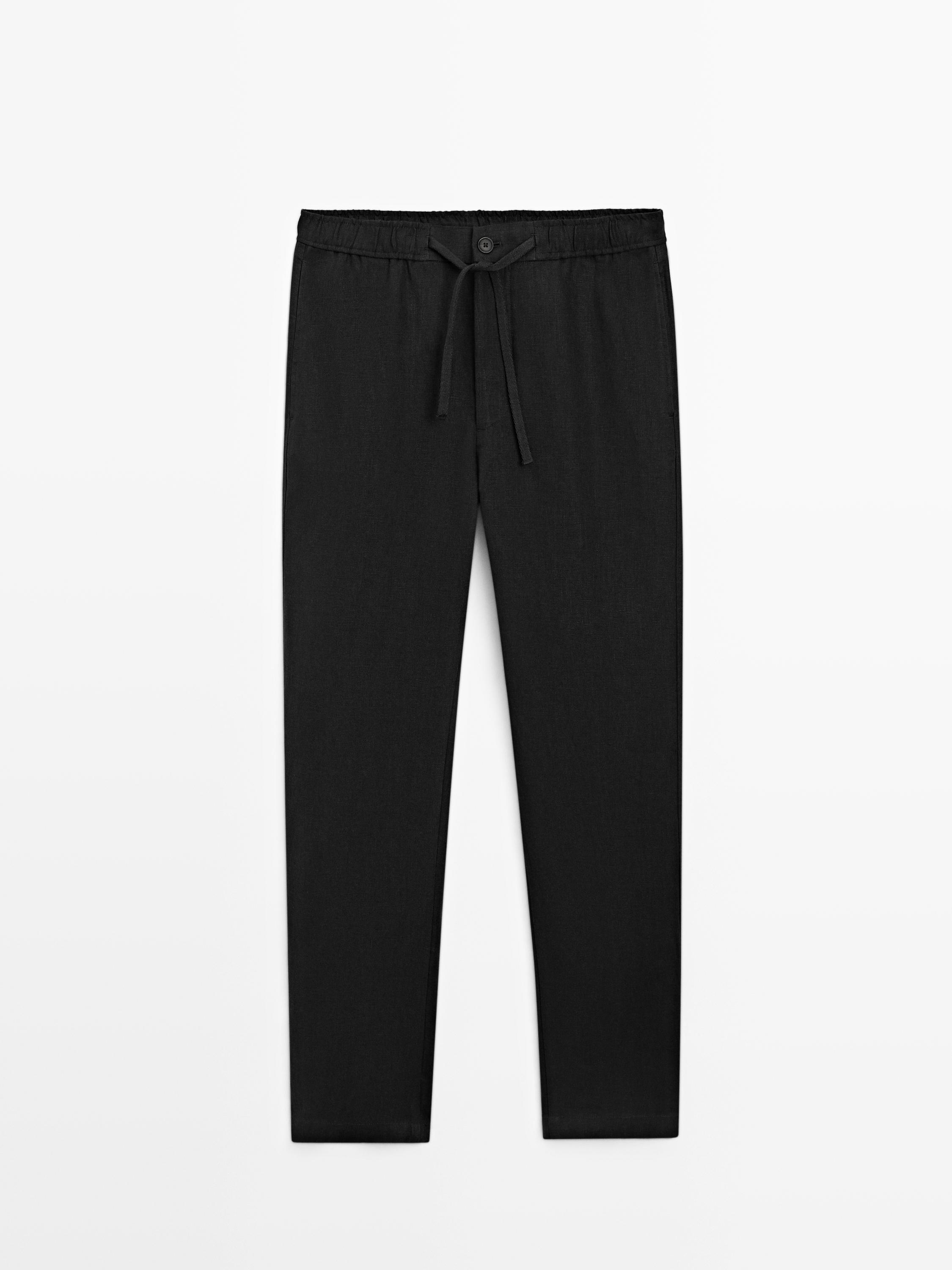 Linen jogger fit trousers