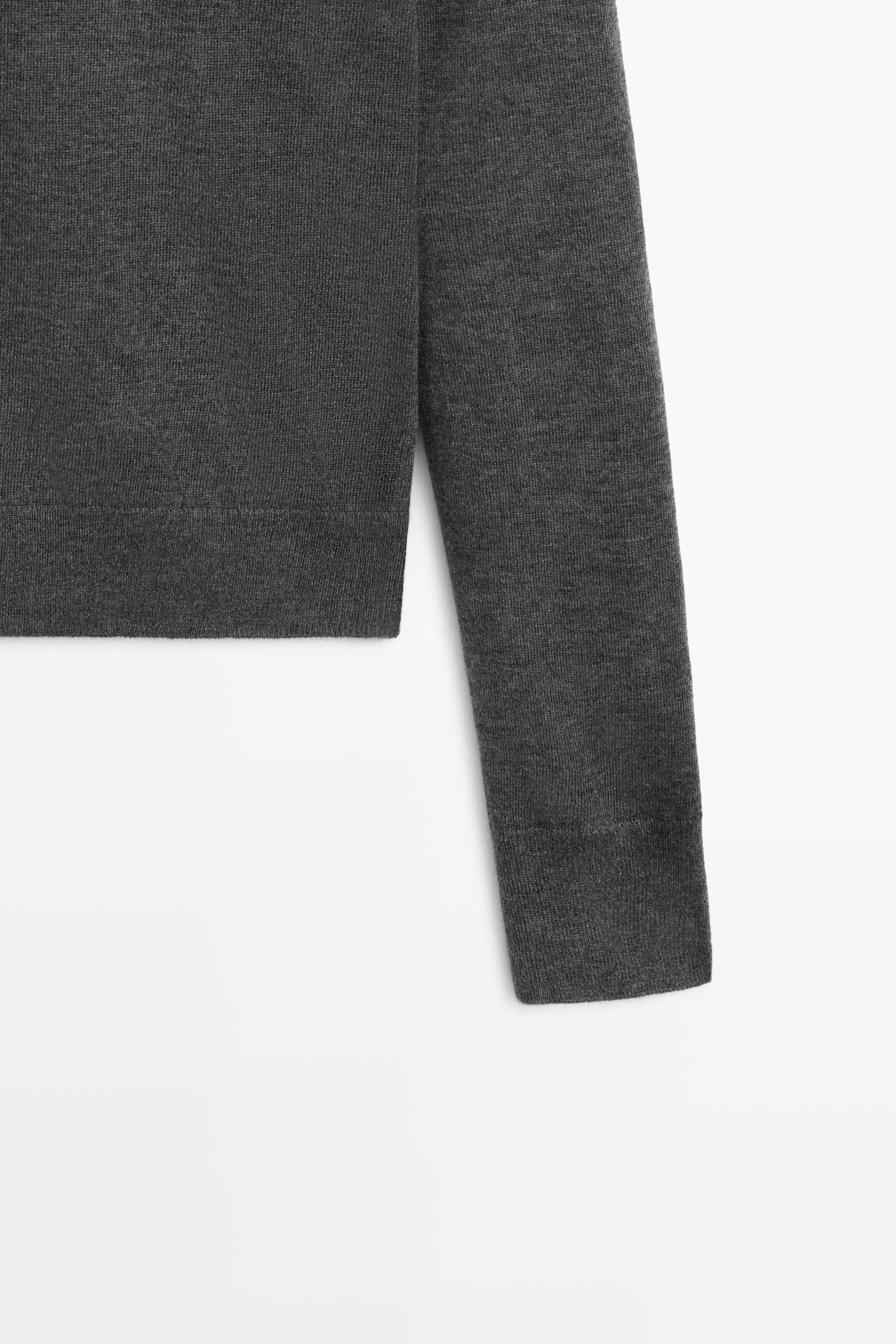 Wool-blend turtleneck knit sweater — GREY