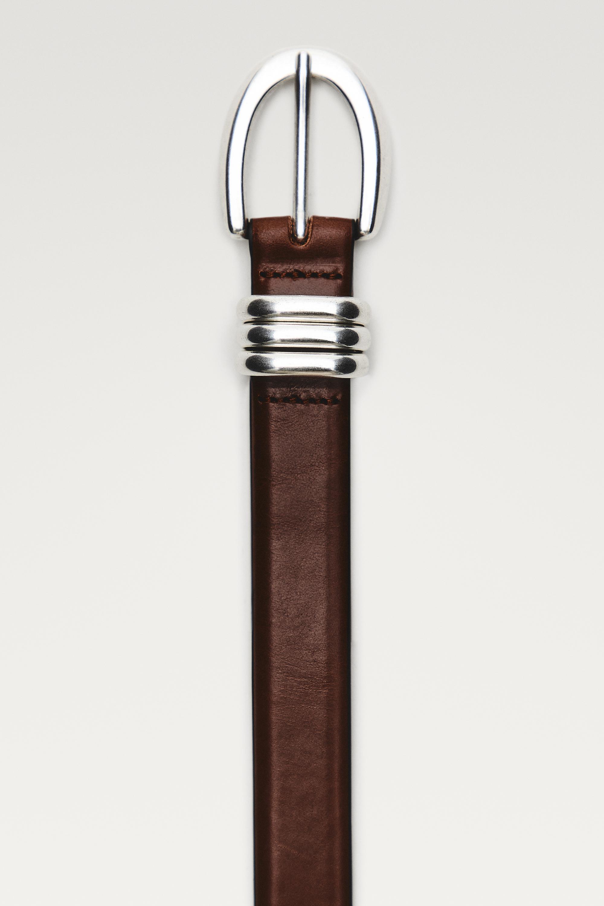Nappa leather belt with metal detail — LEATHER