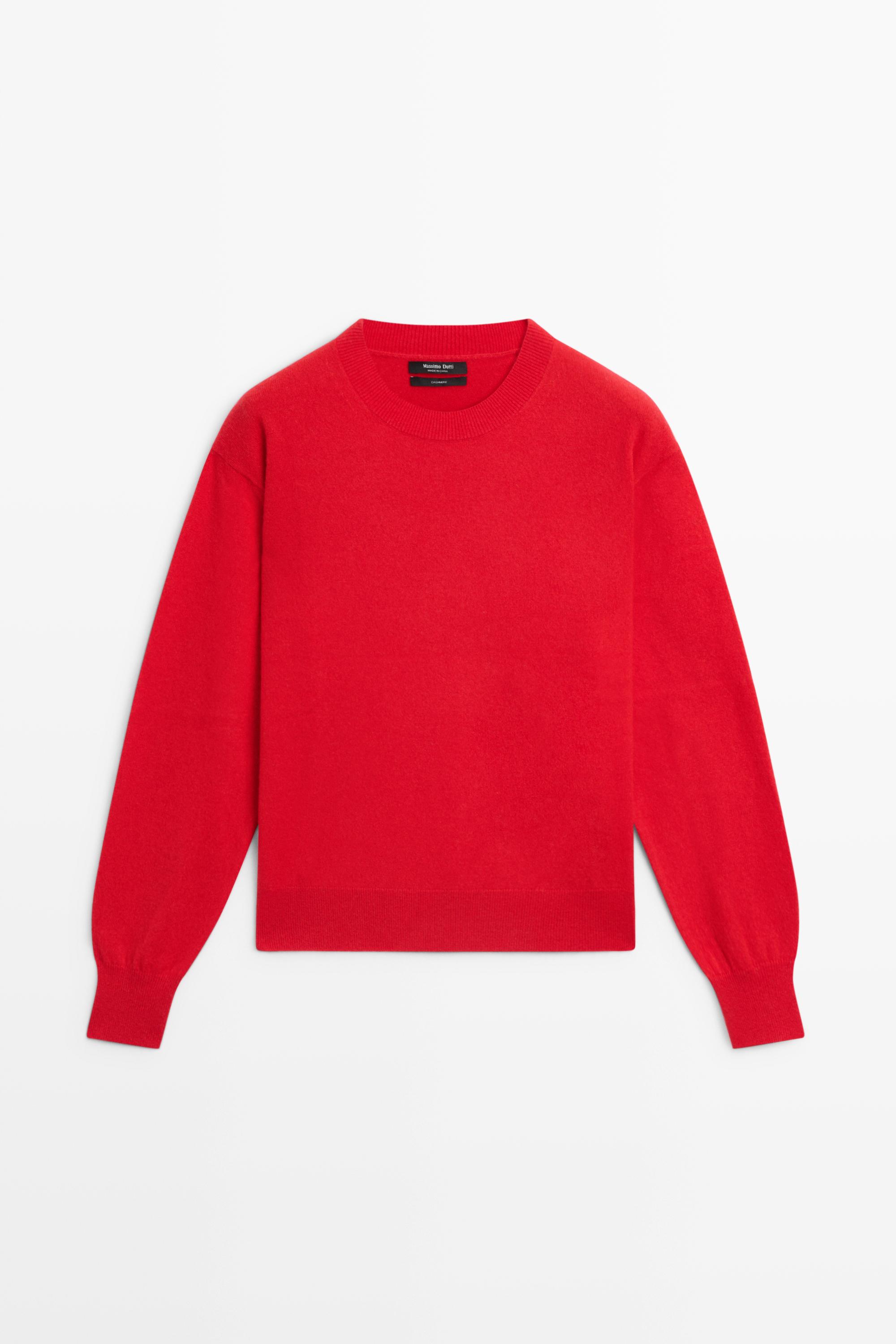 100% cashmere long sleeve sweater — RED