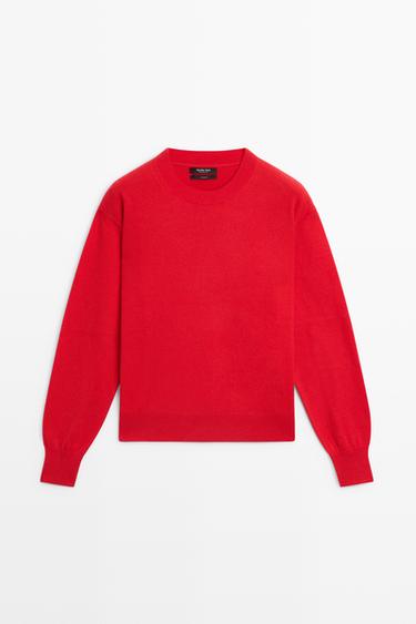 100% cashmere long sleeve sweater — RED 2