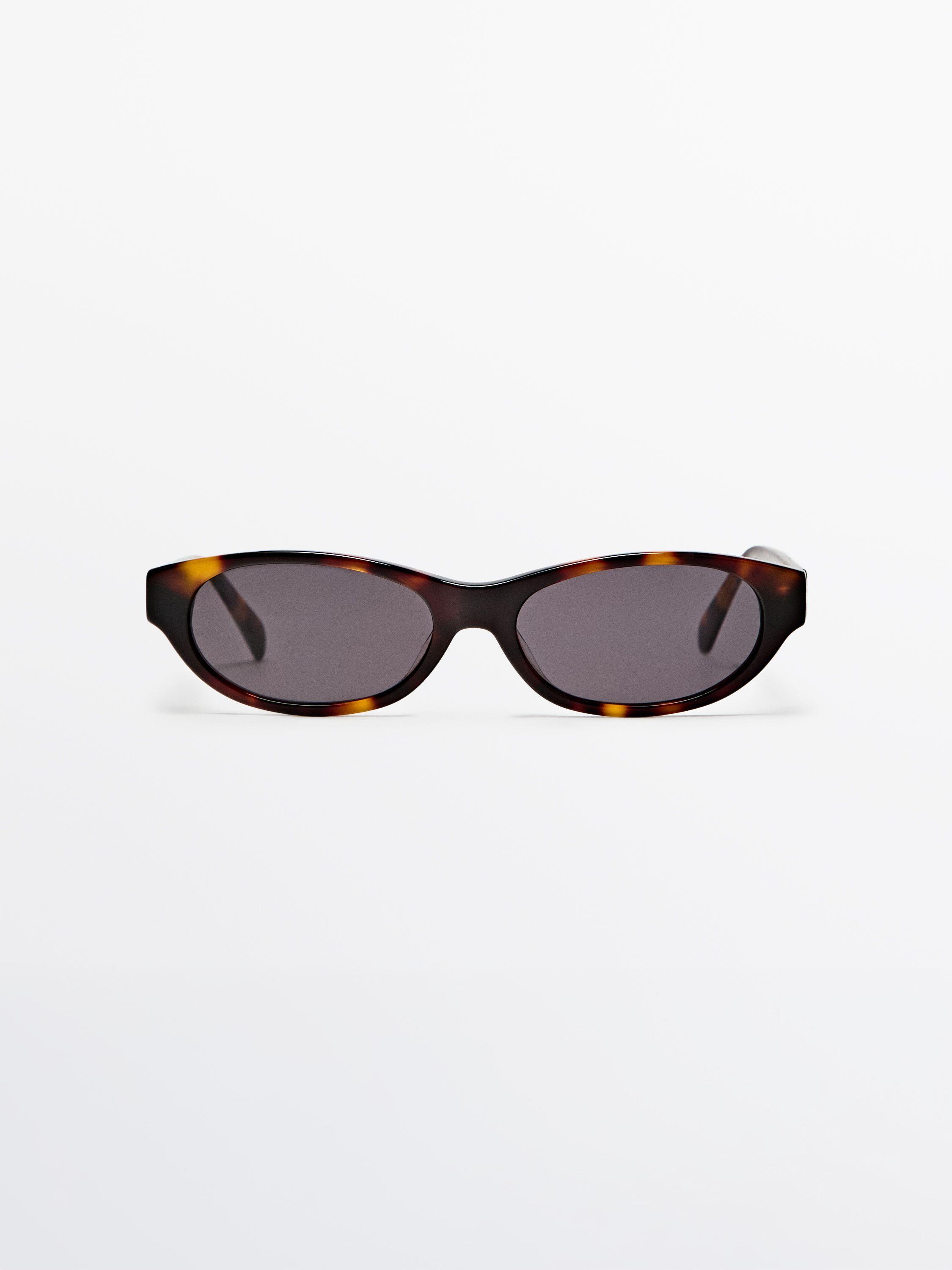 Narrow tortoiseshell-effect sunglasses — BROWN