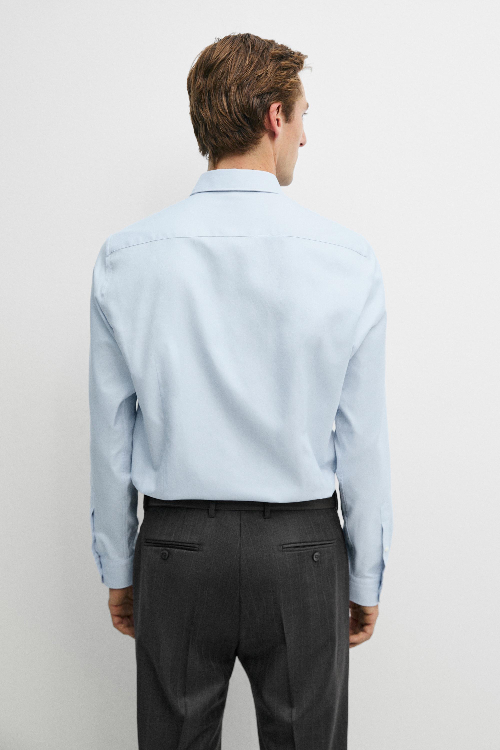 Slim fit 100% cotton Oxford shirt — SKY BLUE