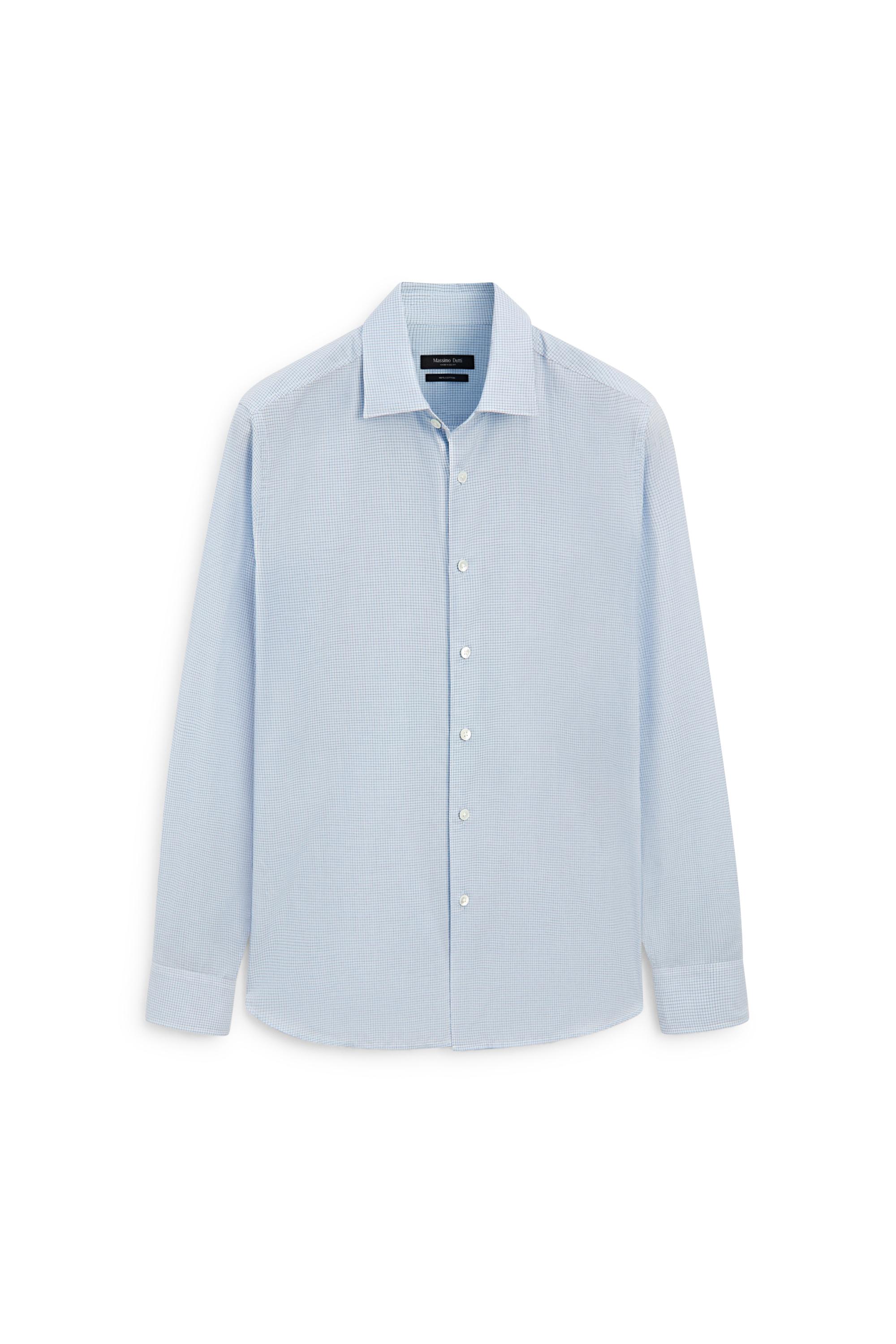 100% cotton regular fit plaid shirt — BLUE