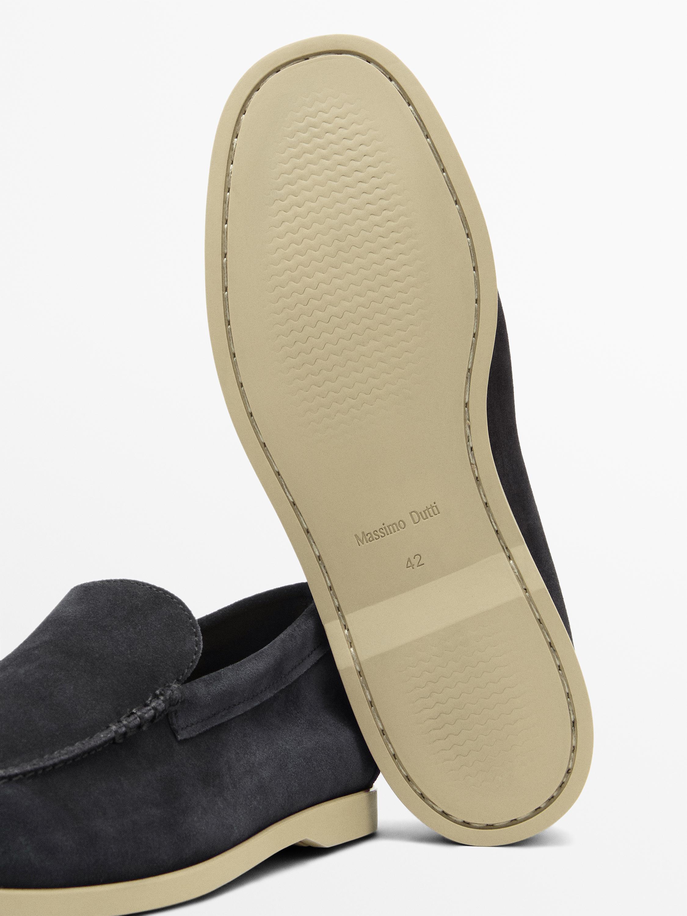 Soft split leather loafers — Dark blue