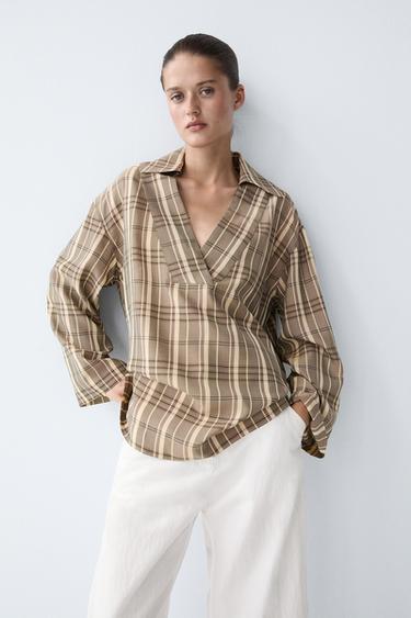 Oversize check polo shirt — GREY 3