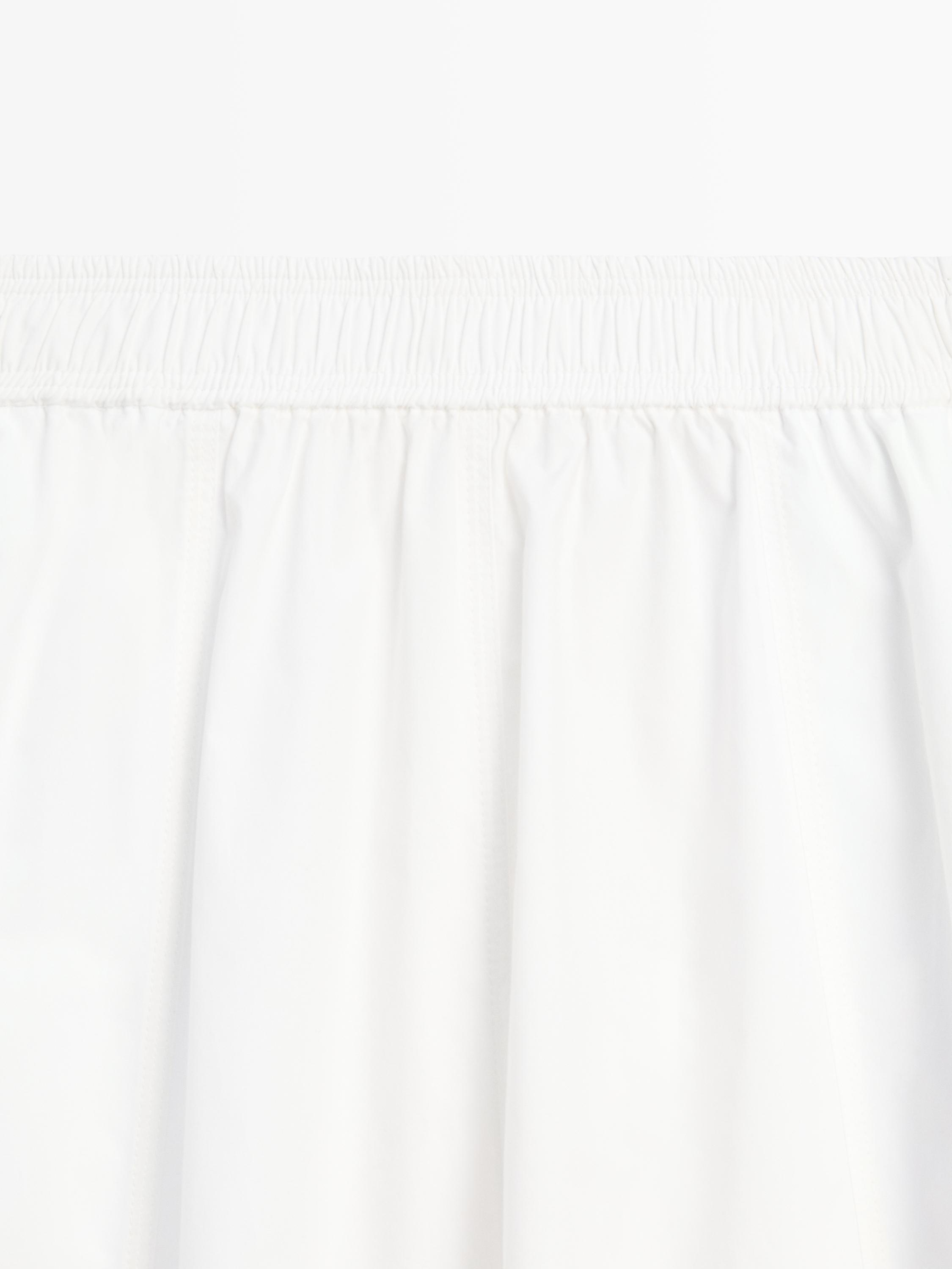 Long gathered poplin skirt — WHITE