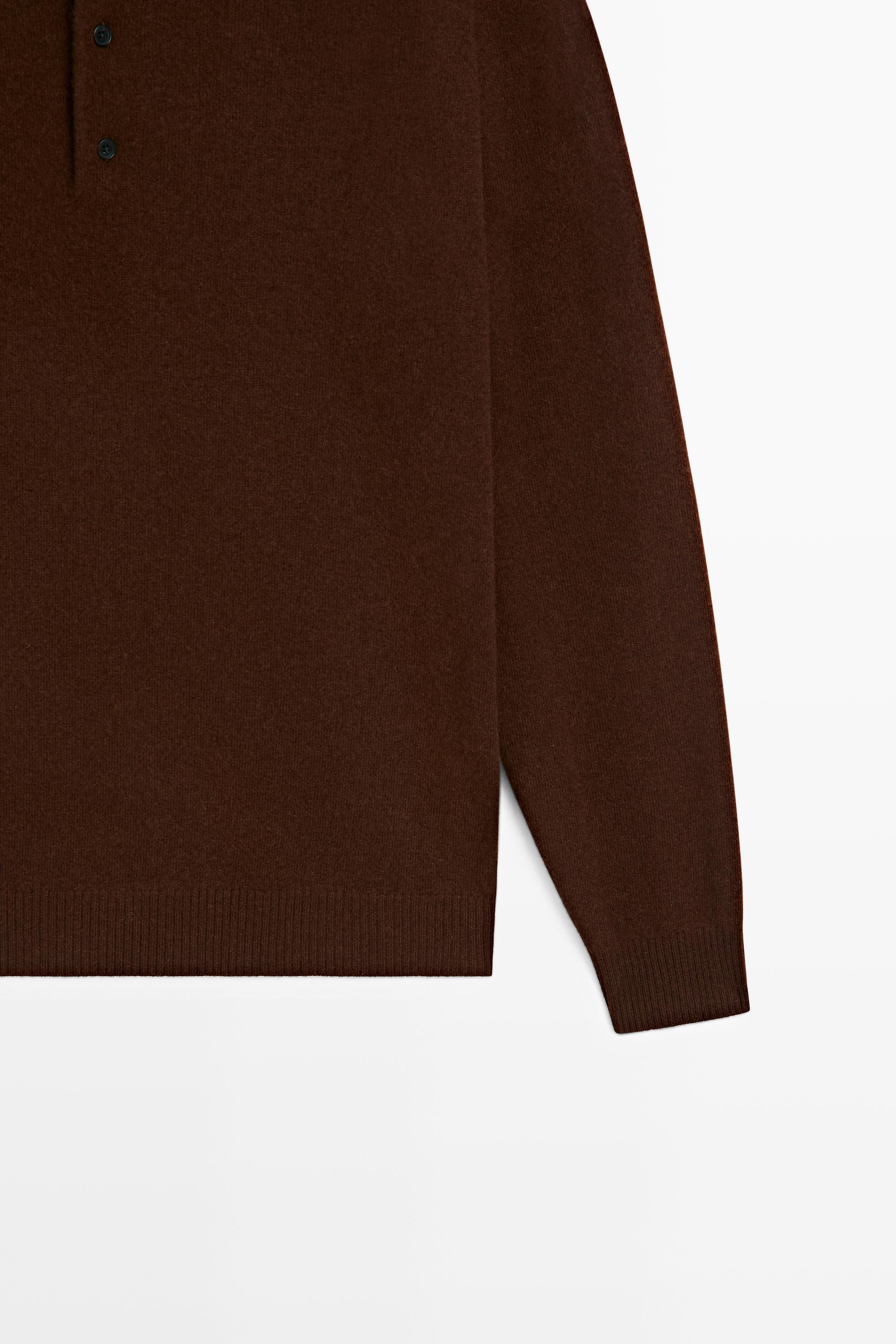 Wool cashmere blend polo sweater — BRANDY