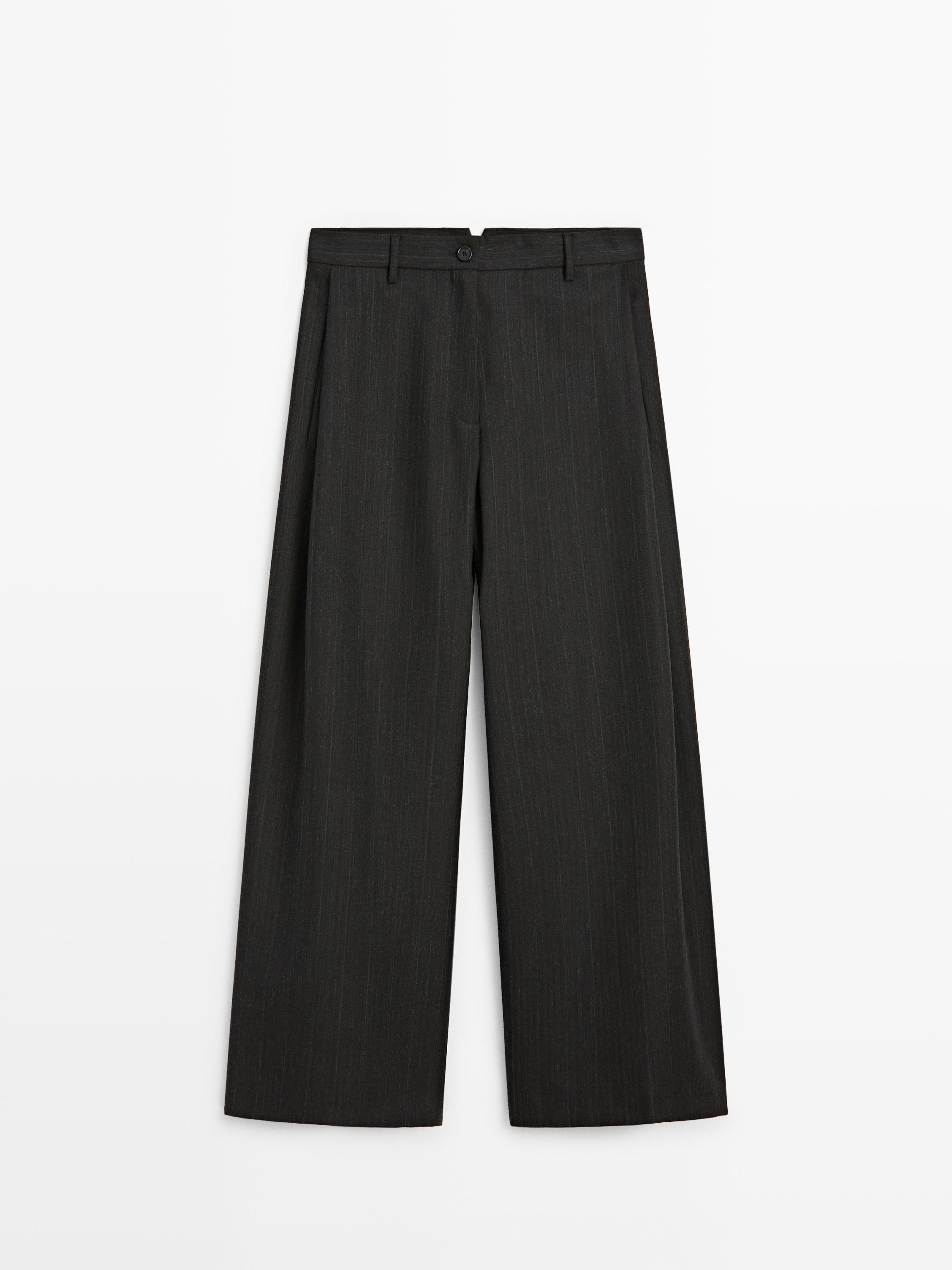 Pantalón ancho rayas con lana