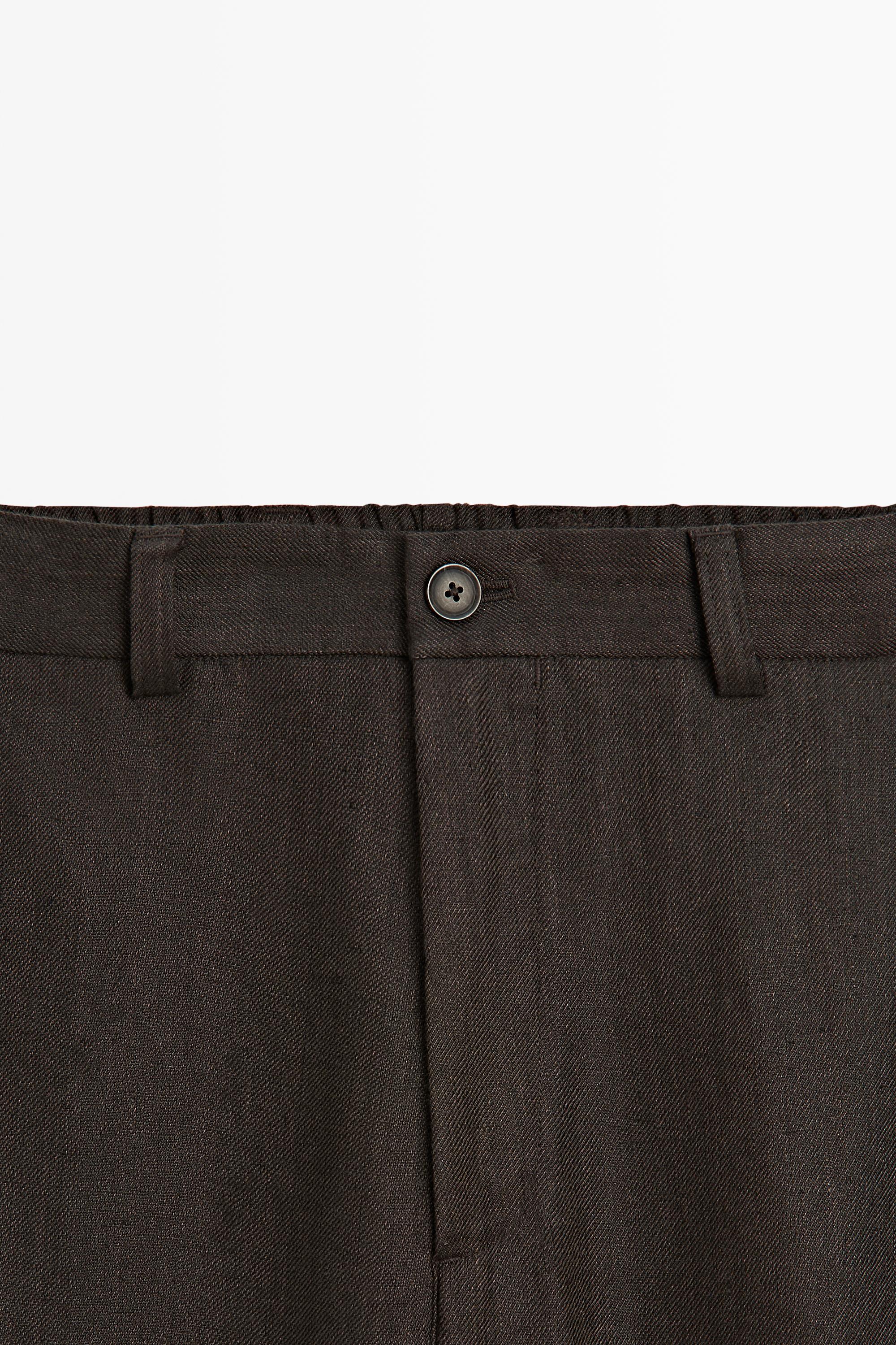 100% linen pants with elastic waist — BROWN
