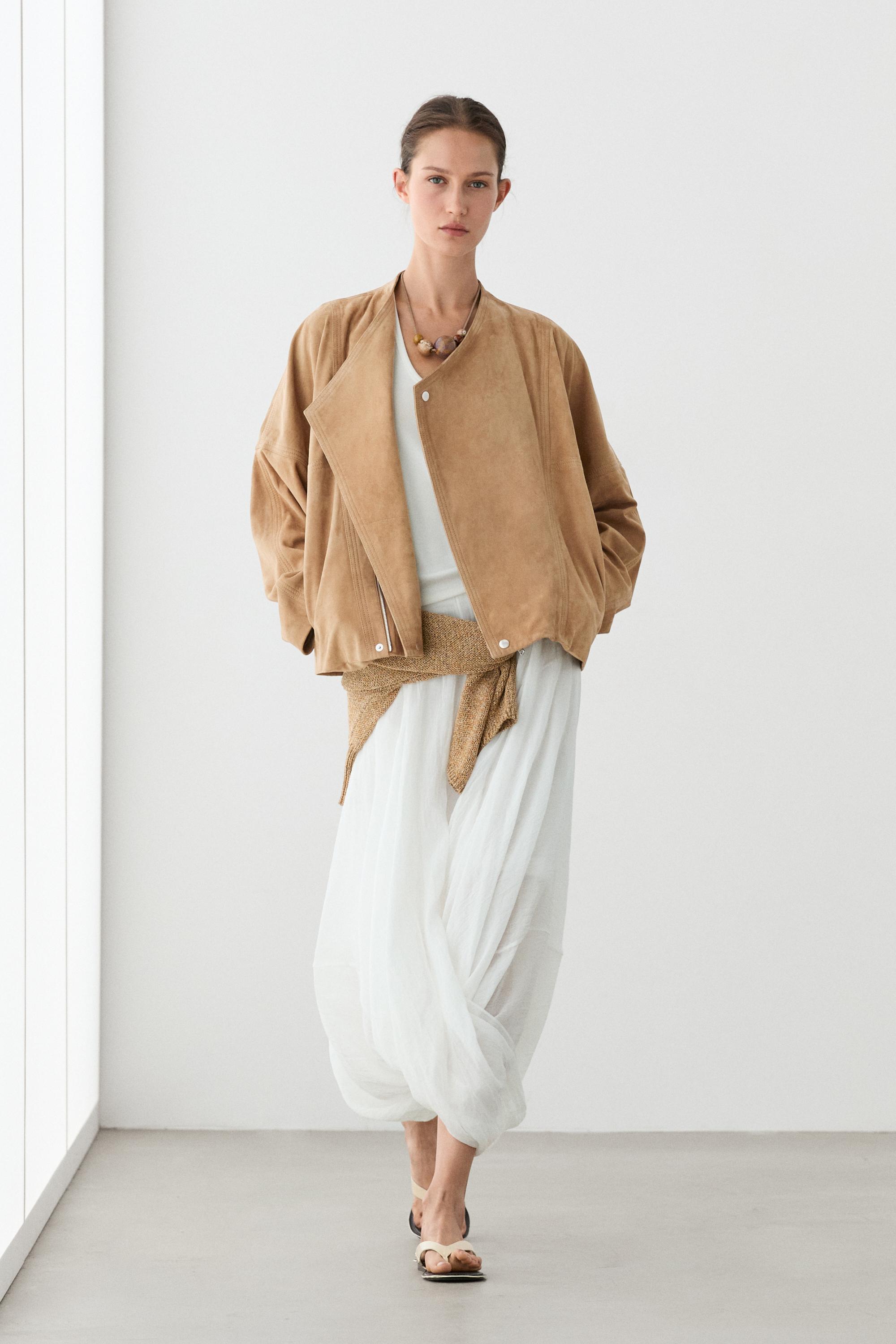 Crossover suede leather jacket