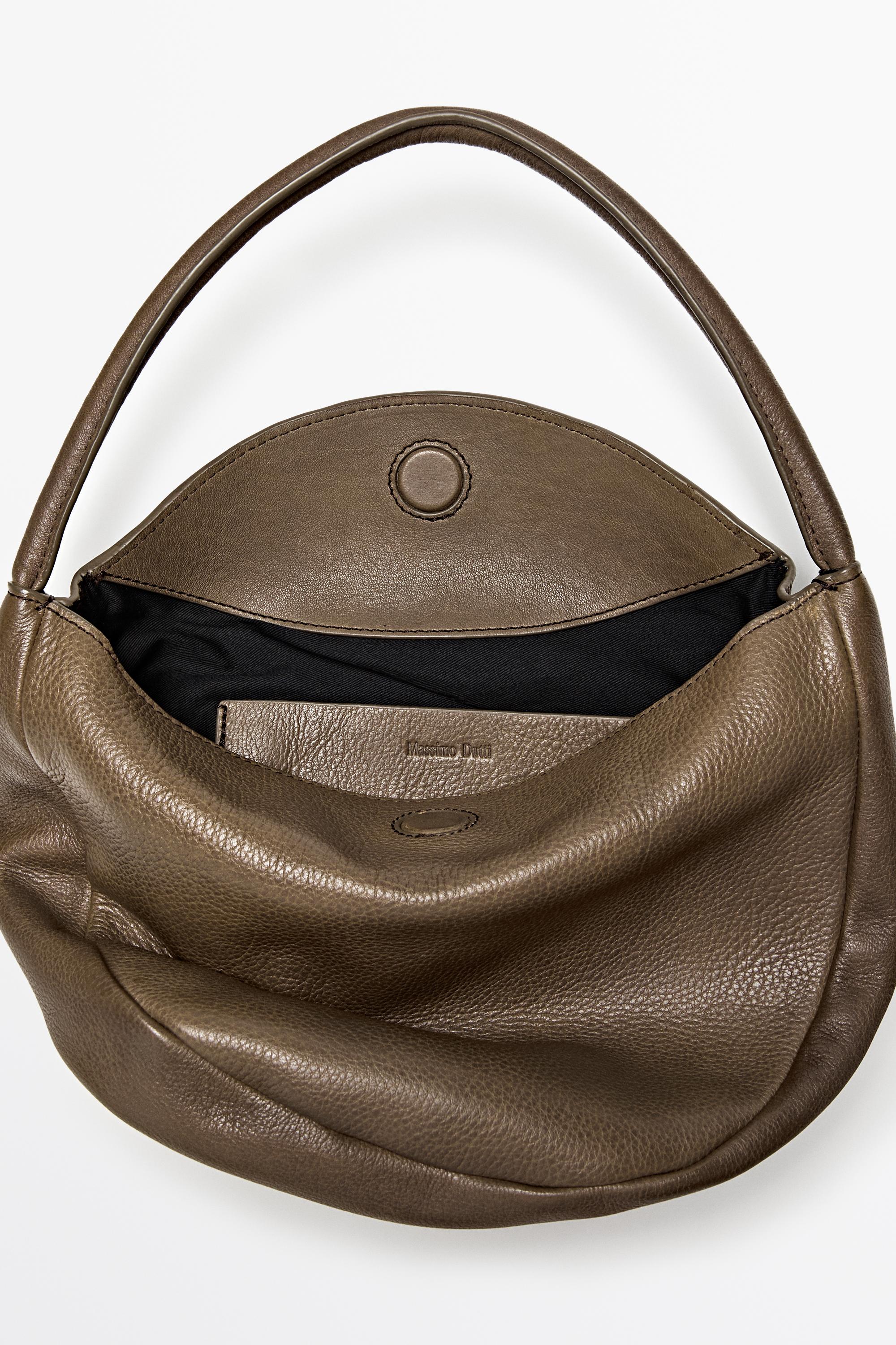 Nappa leather mini slouch bag — KHAKI