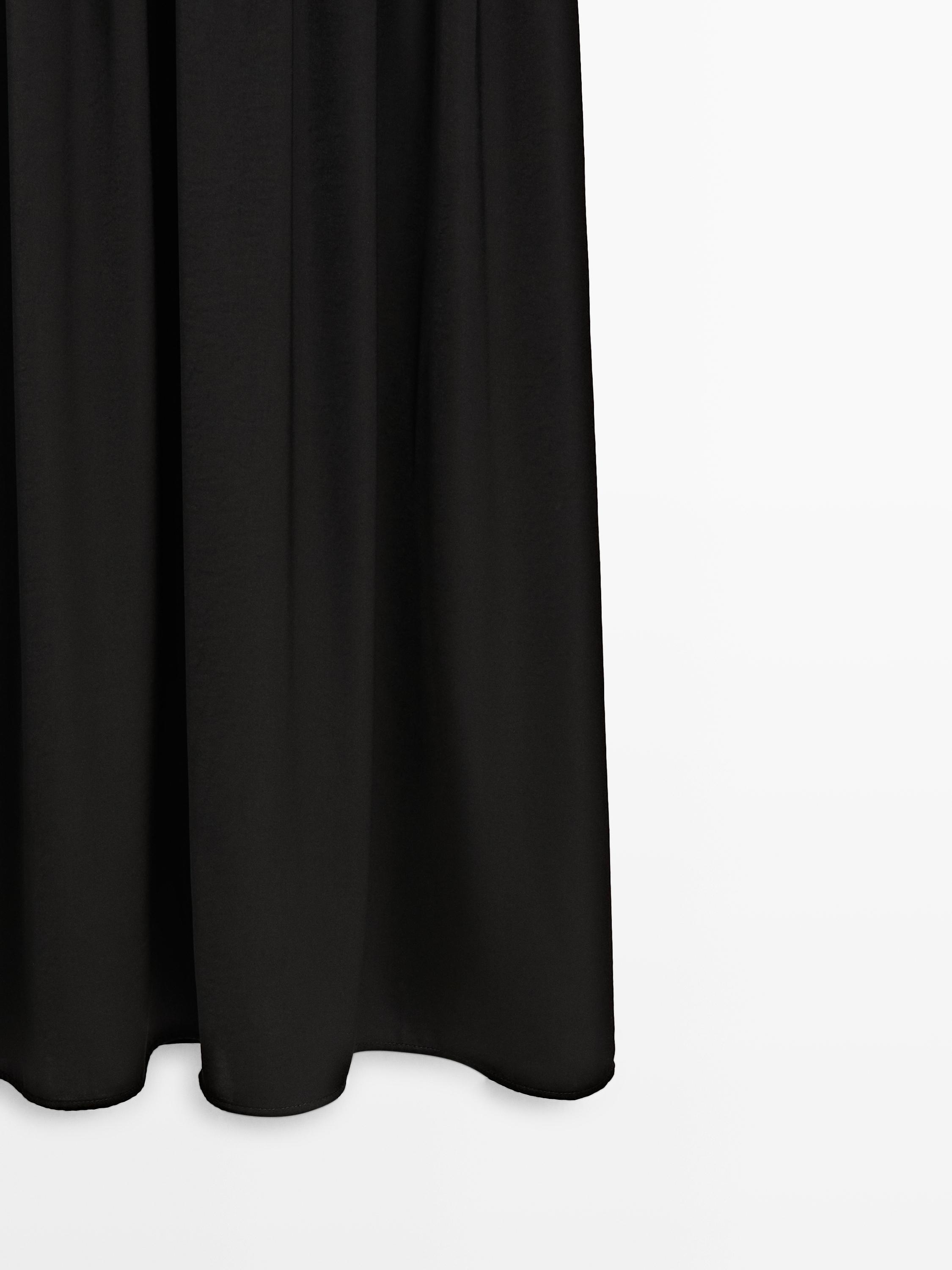 Knit midi dress with contrast detail — BLACK