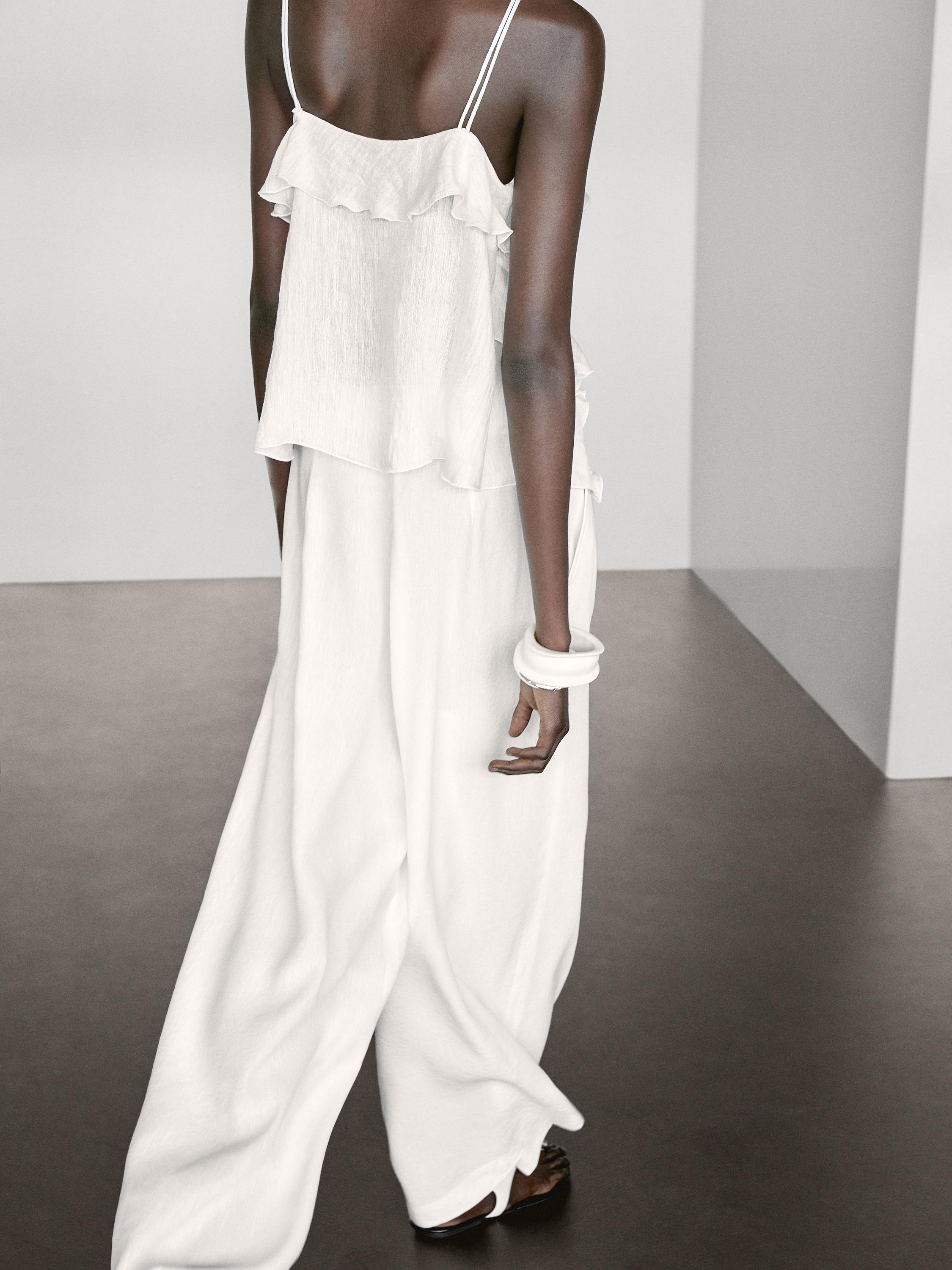 Bandplooibroek van linnenmix