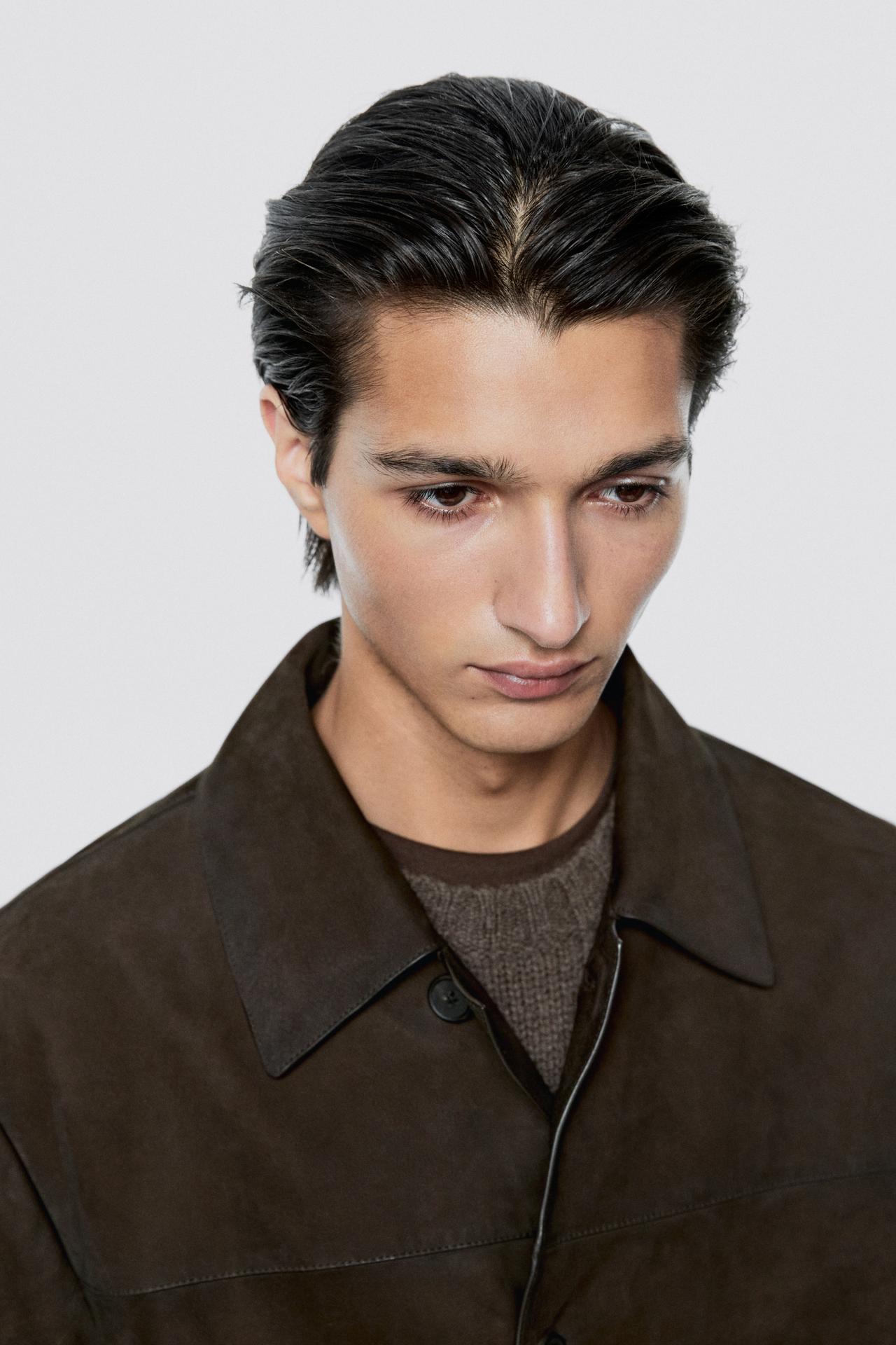 Leather nubuck pocket detail jacket - LIMITED EDITION — BROWN