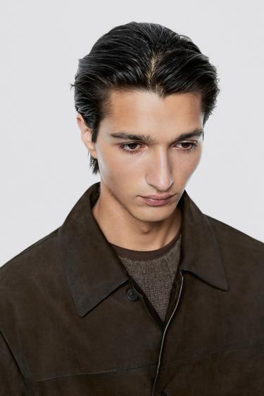 Leather nubuck pocket detail jacket - LIMITED EDITION — BROWN 3