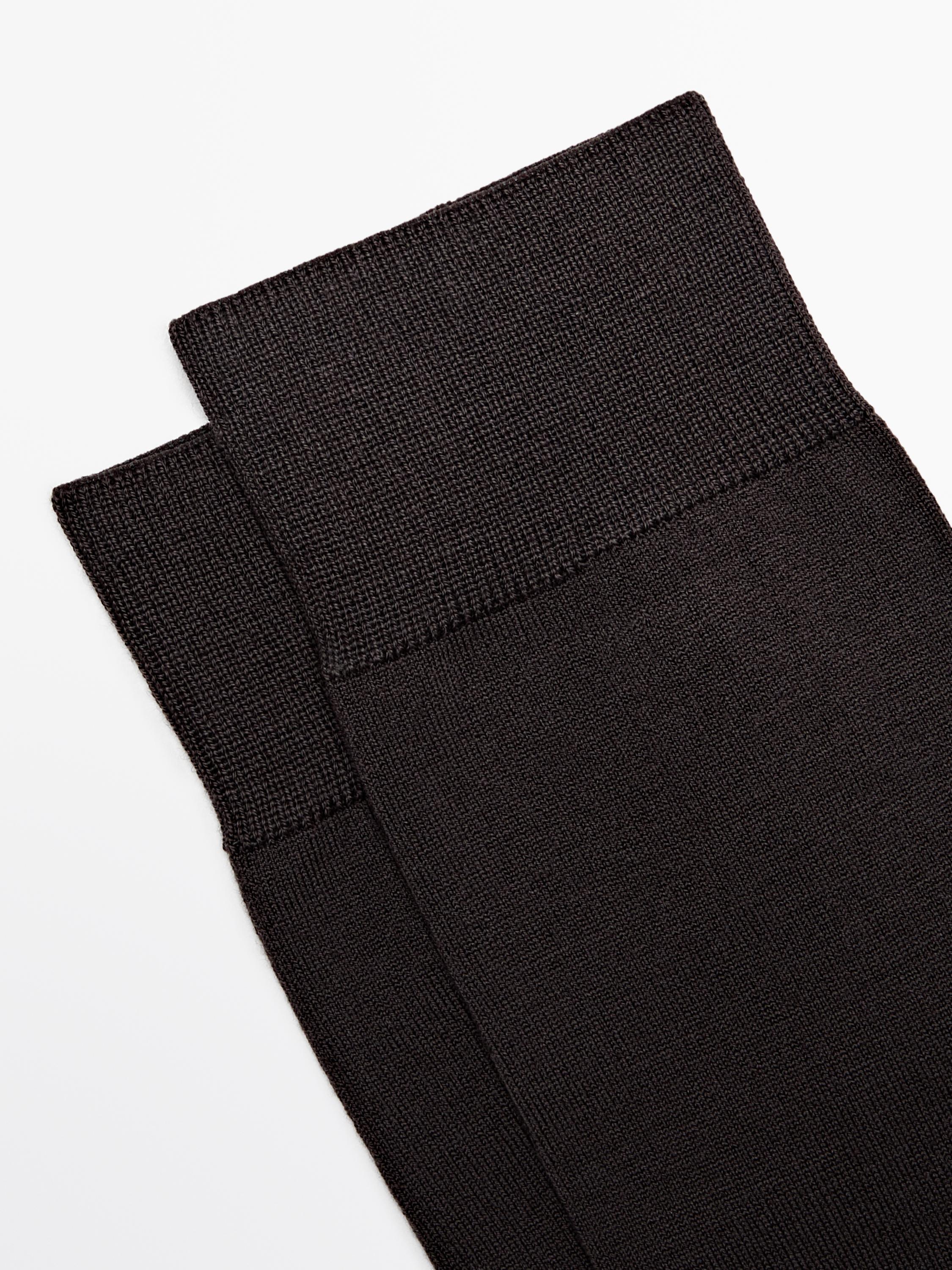 Plain wool blend knit socks
